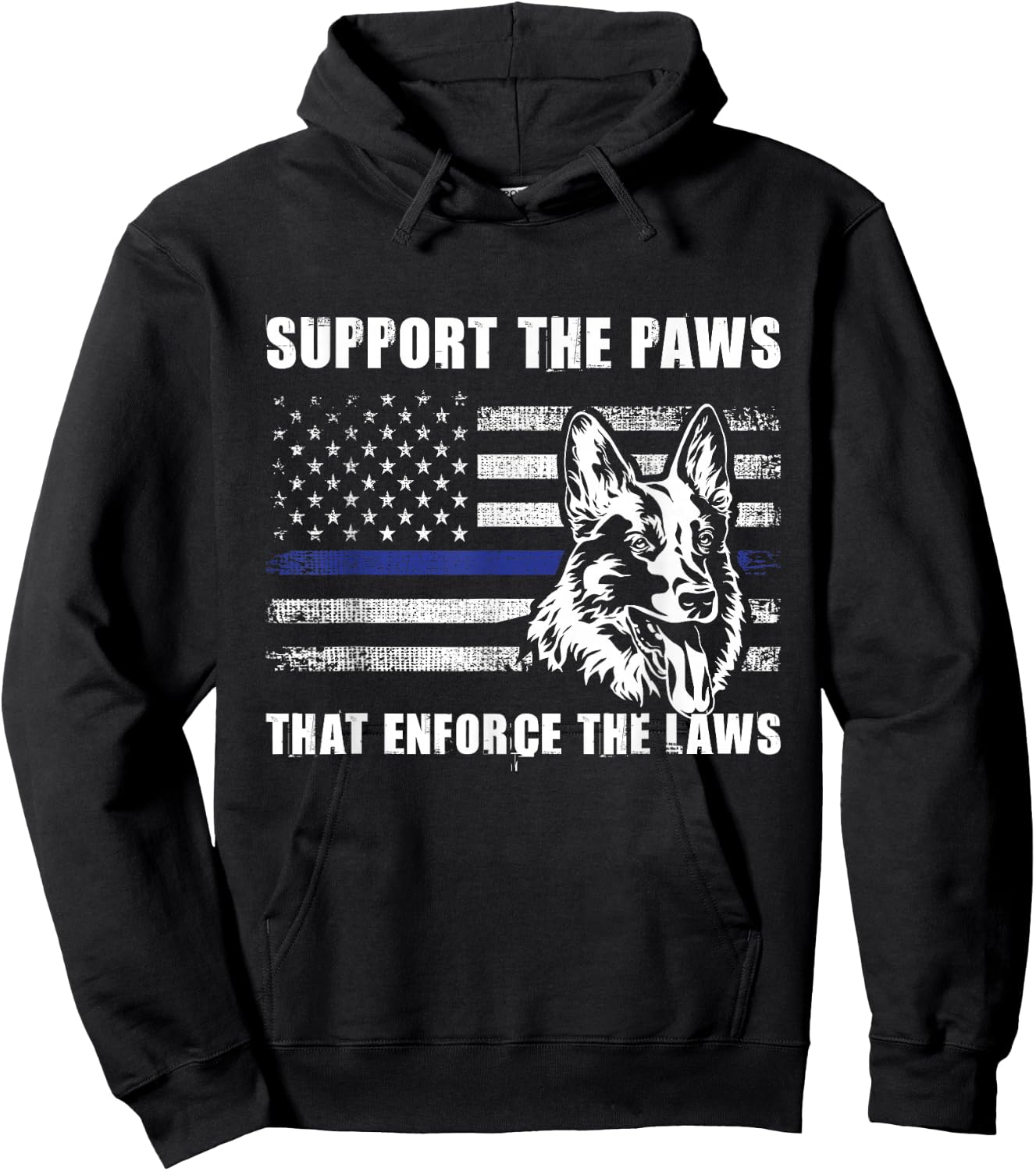 Support The Paws That Enforce The Laws - Blue Line K9 Police Hoodie - Hoodie | Black