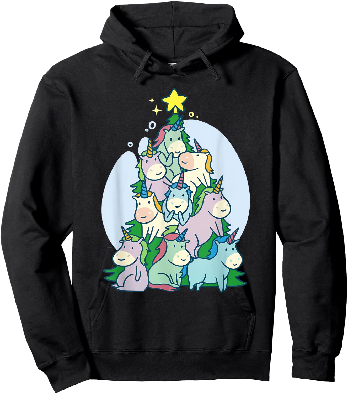 Ugly Christmas Sweater Unicorn Tree Christmas Unicorn Hoodie - Hoodie | Black