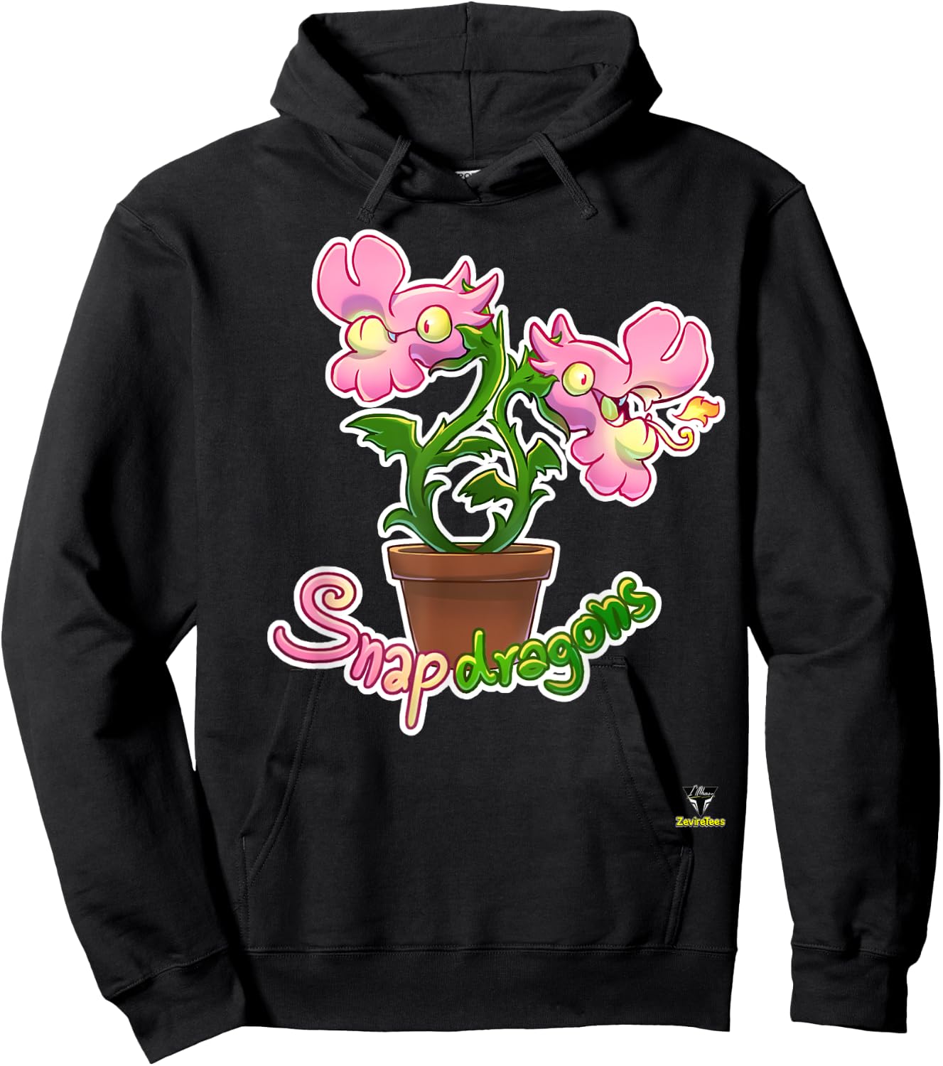 Snapdragons - Dragon Flowers Hoodie - Hoodie | Black