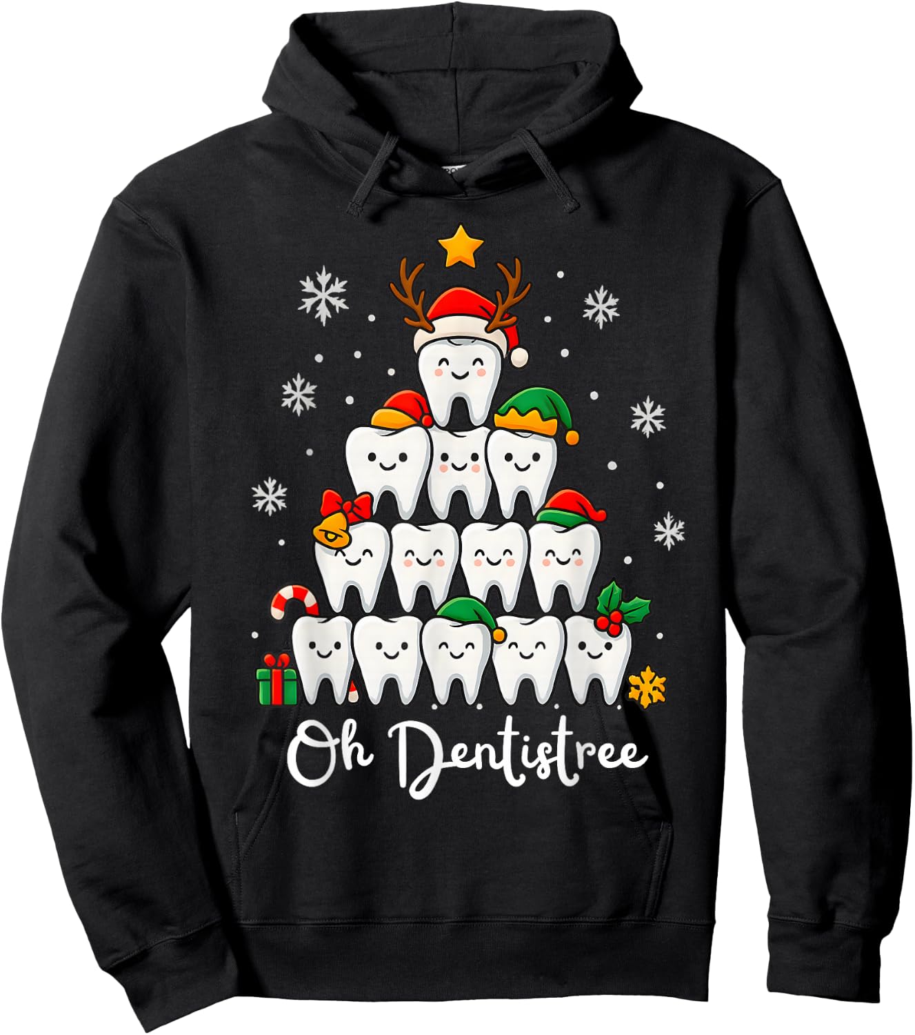 Funny Oh Dentistree Xmas Christmas Dental Hygienist Dentist Hoodie - Hoodie | Black