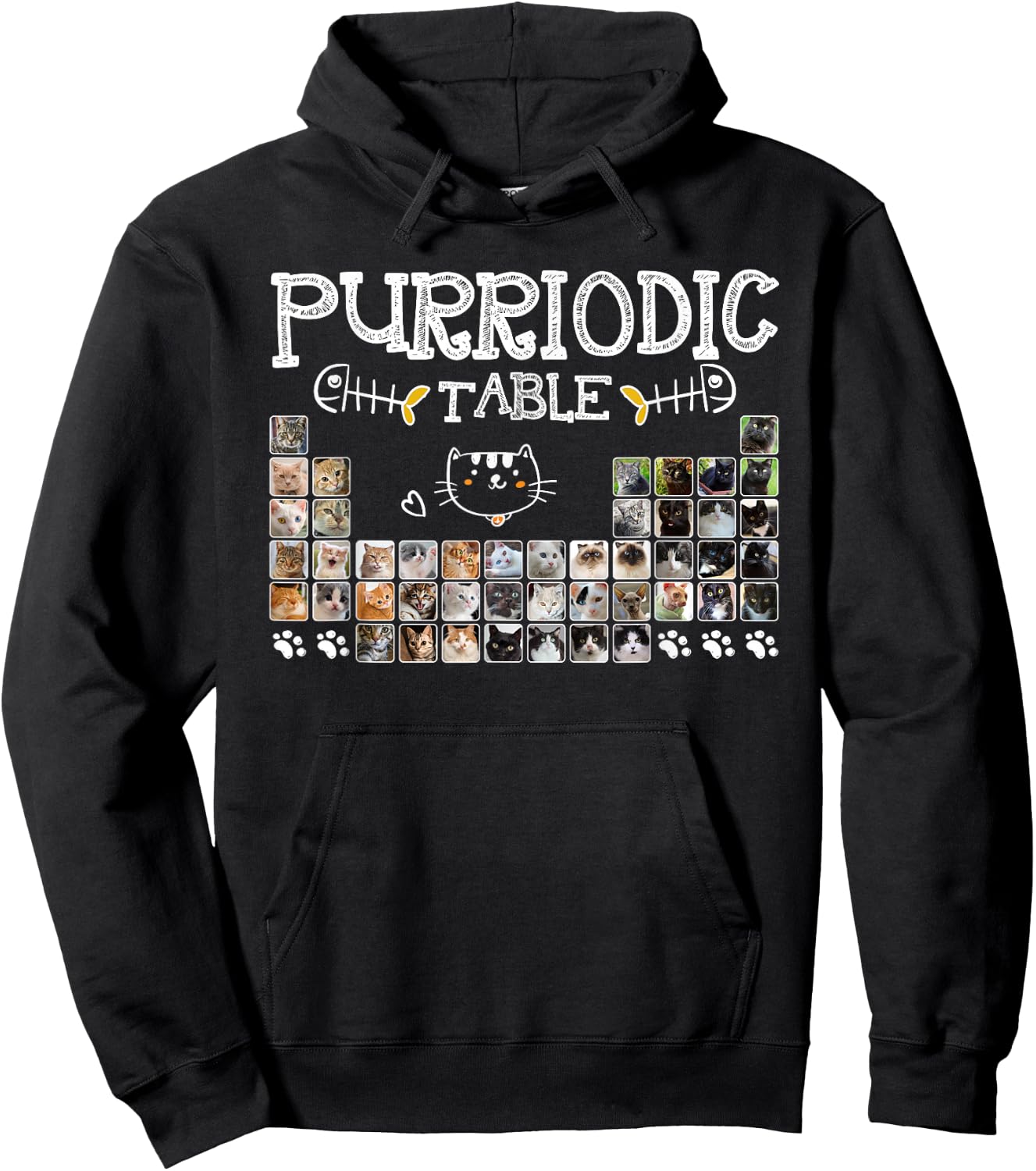 Purriodic Table Cat Funny Cat Chemistry Table of Elements Hoodie - Hoodie | Black