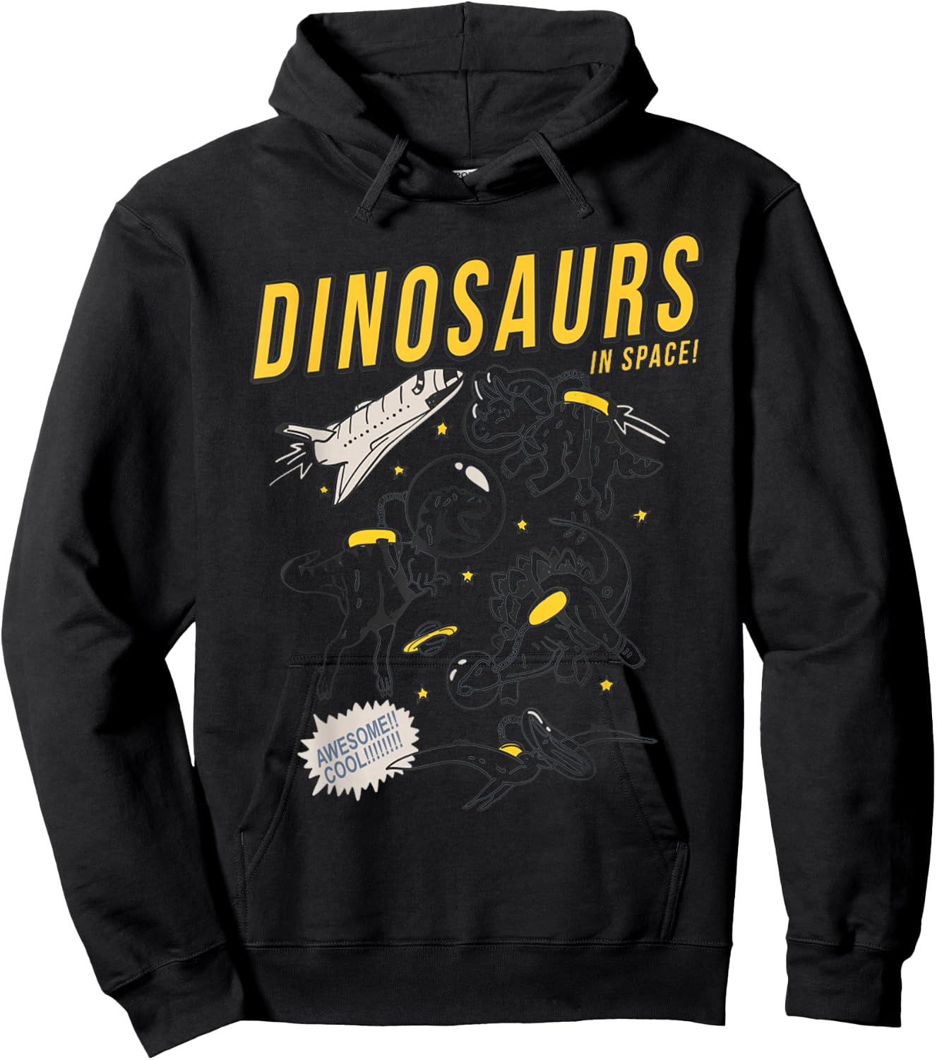 Funny Dinosaurs in space astronaut astrologist cartoon shirt Hoodie - Hoodie | Black