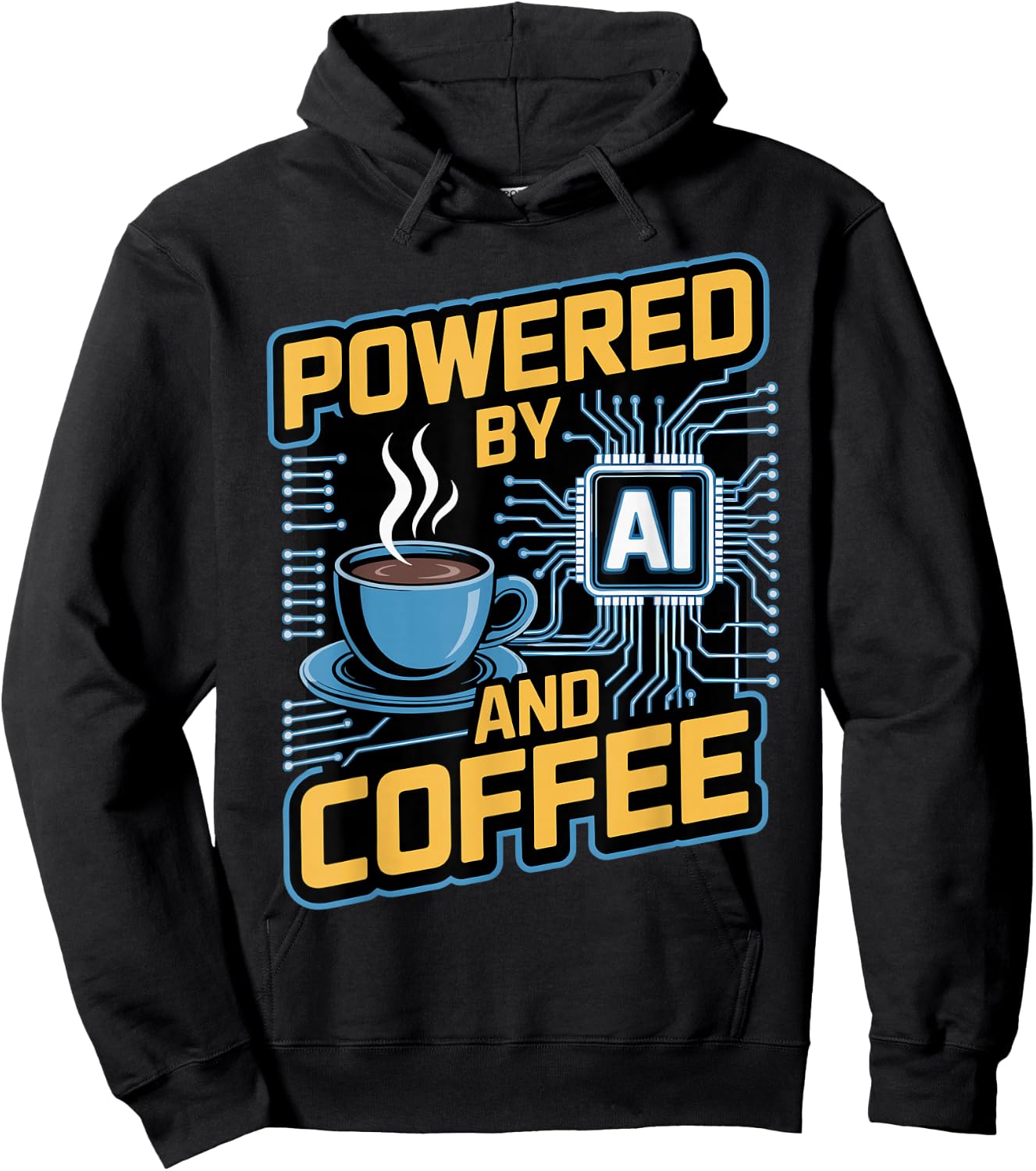 Prompt Engineer Tech Developer Geek Powered by AI and Coffee Hoodie - Hoodie | Black