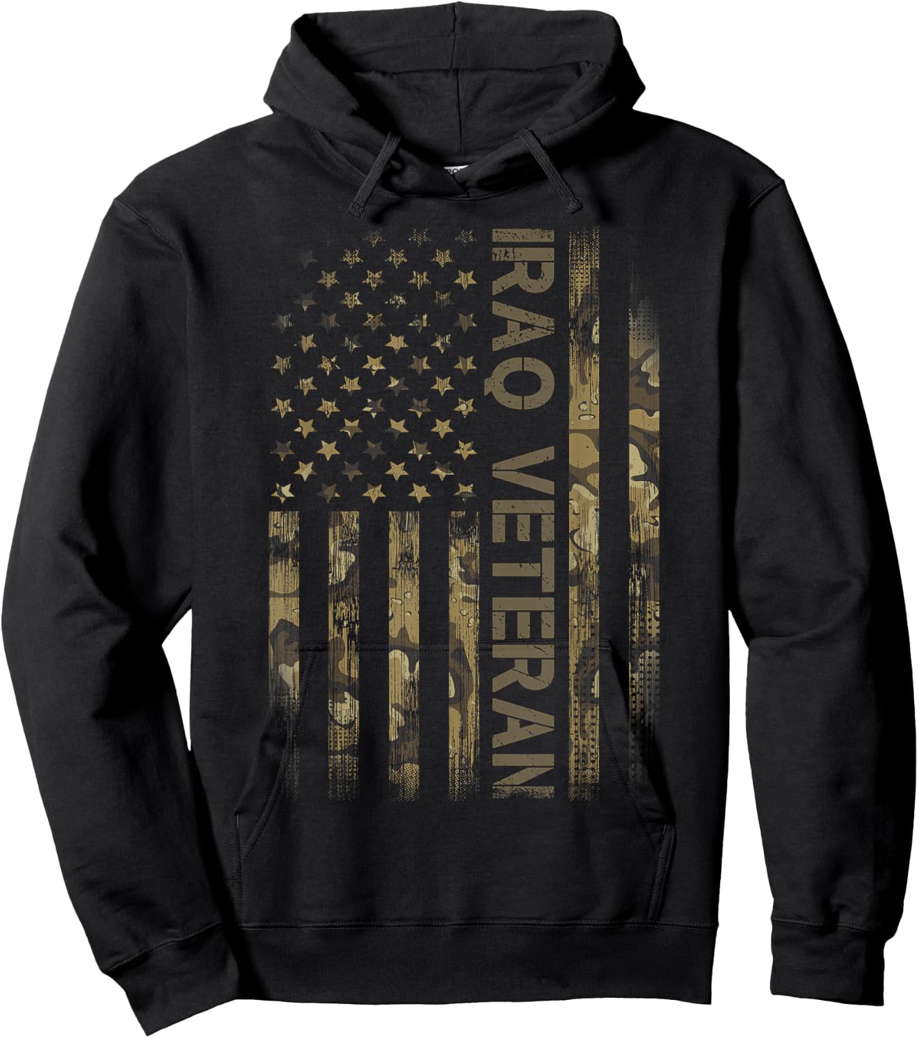 Vintage America Camo Flag Iraq Veteran Camouflage Hoodie - Hoodie | Black