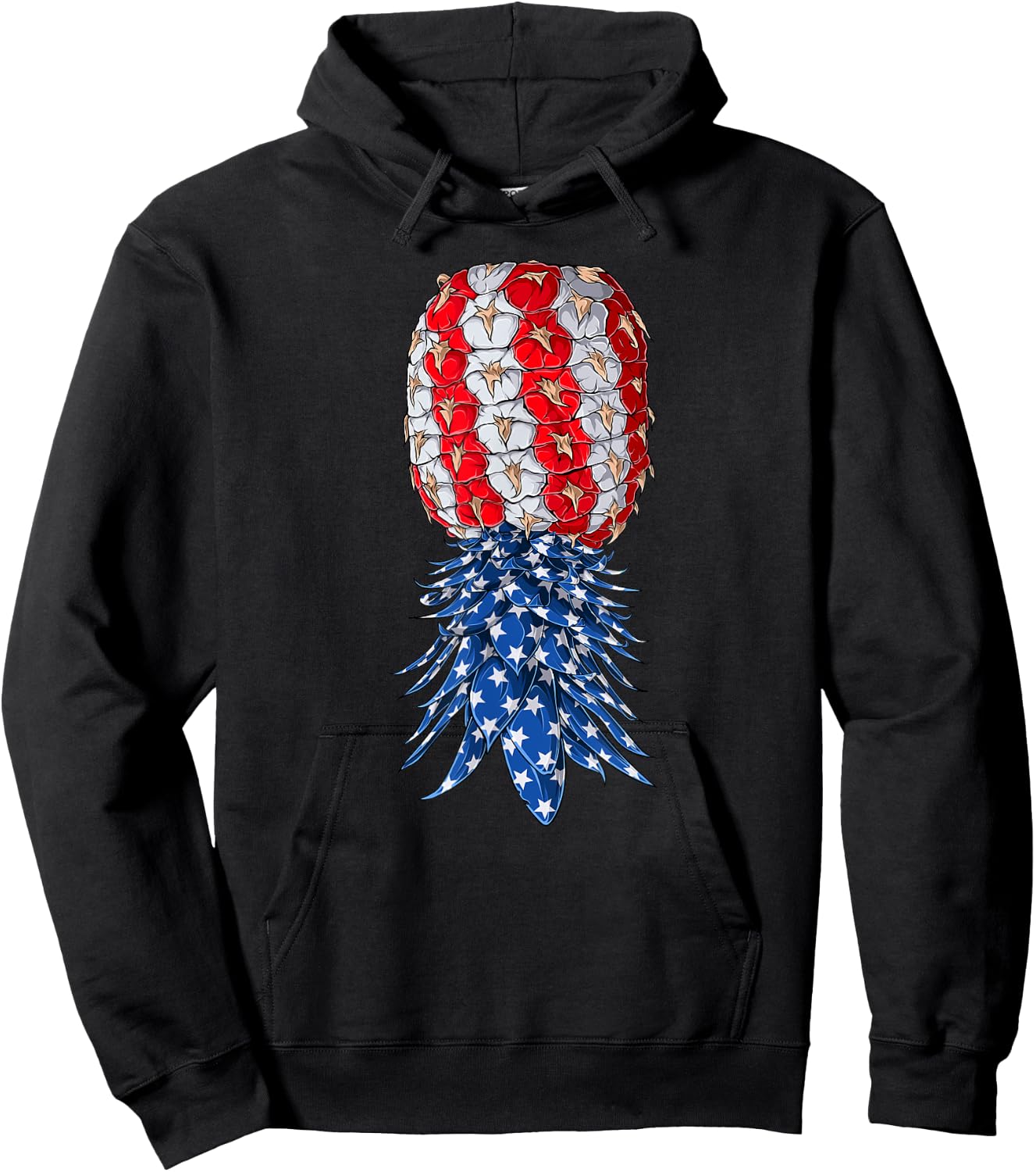 July Patriotic Red White Blue Upside Down Pineapple Swinger Women Men Hoodie - Hoodie | Black