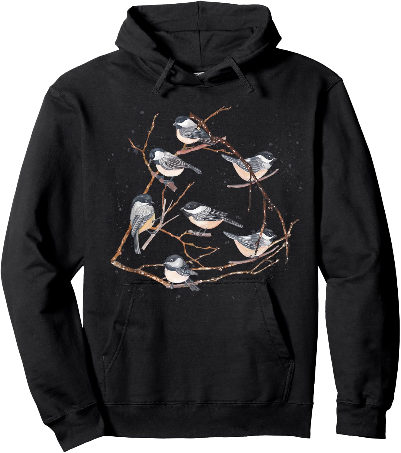 Chickadee Bird Watching Birding Nature Tree Branch Bird Hoodie - Hoodie | Black