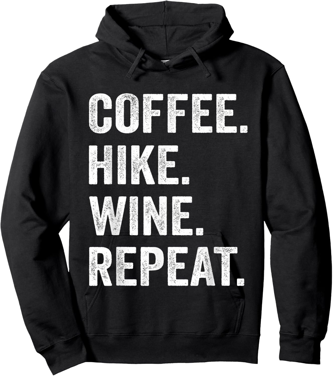Coffee Hike Wine Repeat Funny Hiking Hiker Nature Outdoor Hoodie - Hoodie | Black