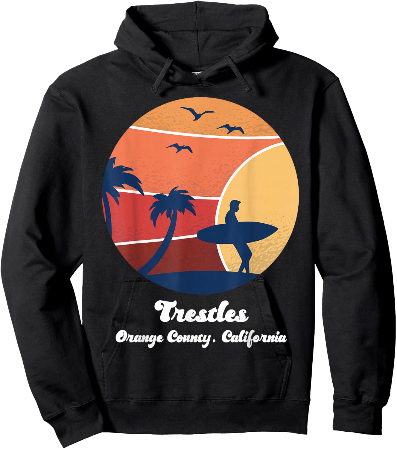 Trestles Orange County California Surfing Vintage Surfer Sun Hoodie - Hoodie | Black