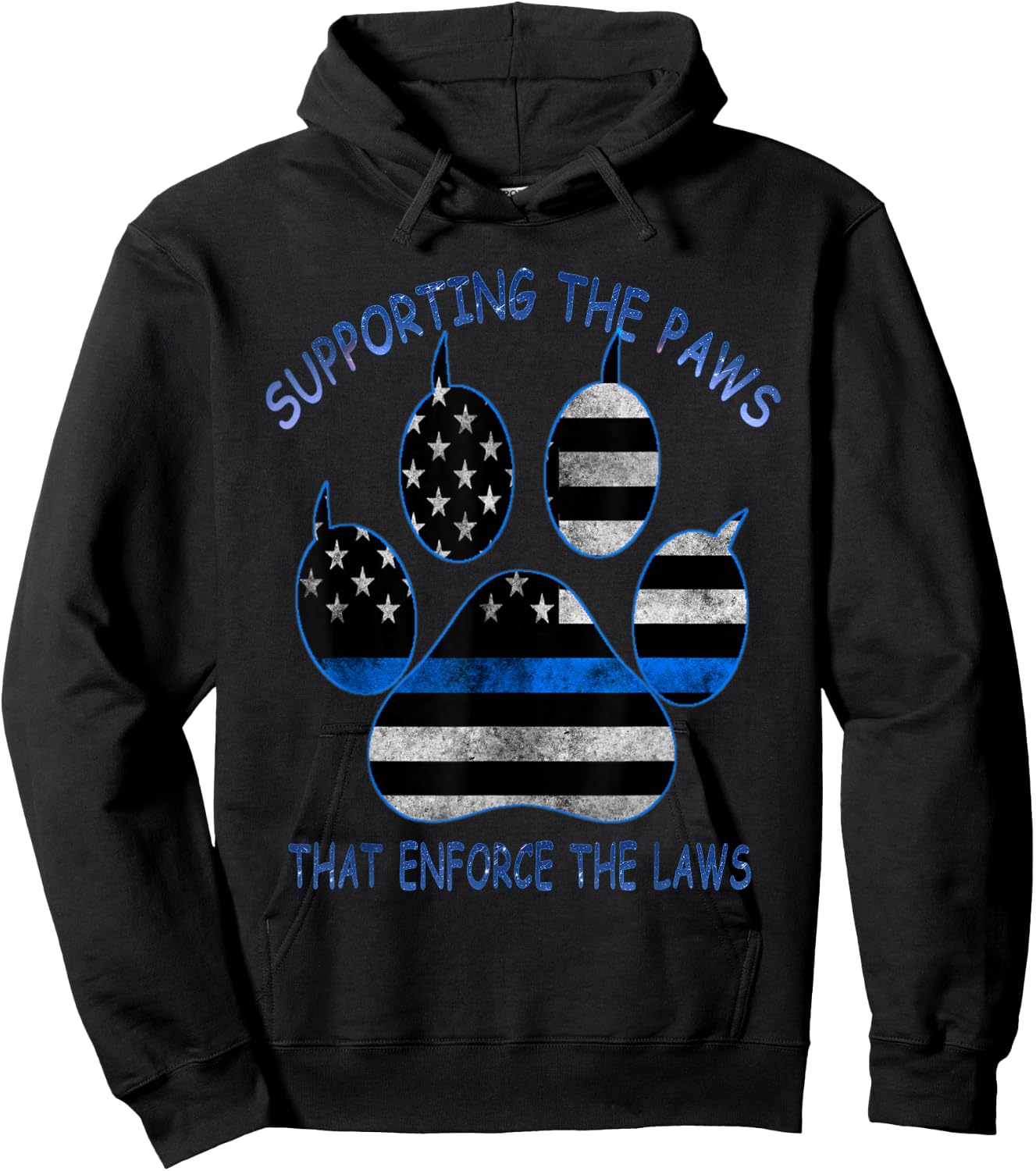 Supporting The Paws That Enforce The Laws - Back The Blue Hoodie - Hoodie | Black