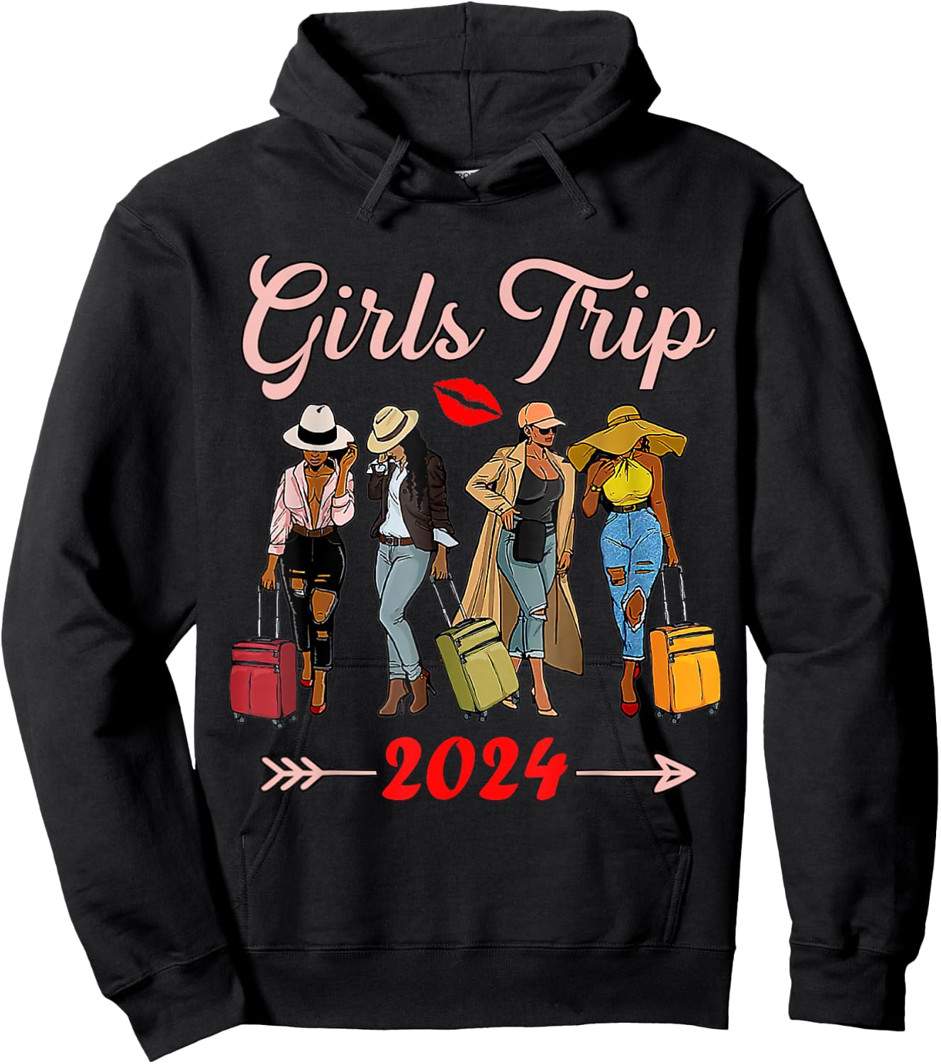 Girls Trip 2024 For Black Melanin Queen on Vacation Women Hoodie - Hoodie | Black