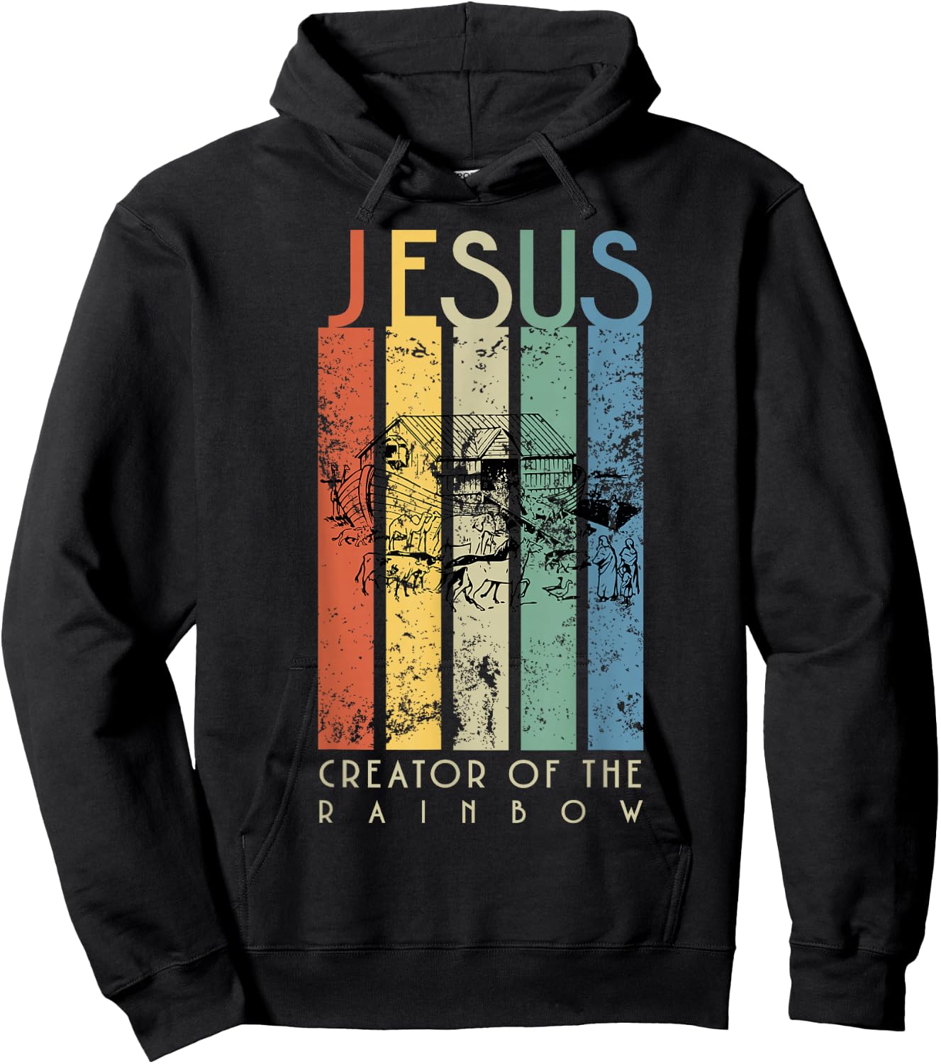 JESUS The Creator of the Rainbow (Noah and the Ark) Hoodie - Hoodie | Black