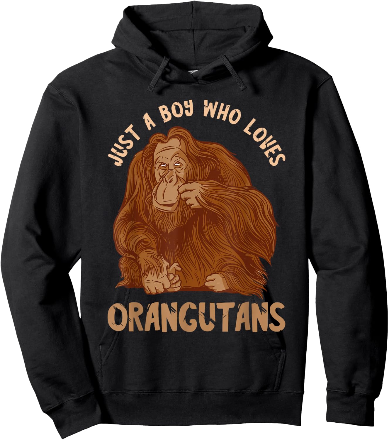 Orangutan Just A Boy Who Loves Monkey Ape Orangutan Lover Hoodie - Hoodie | Black