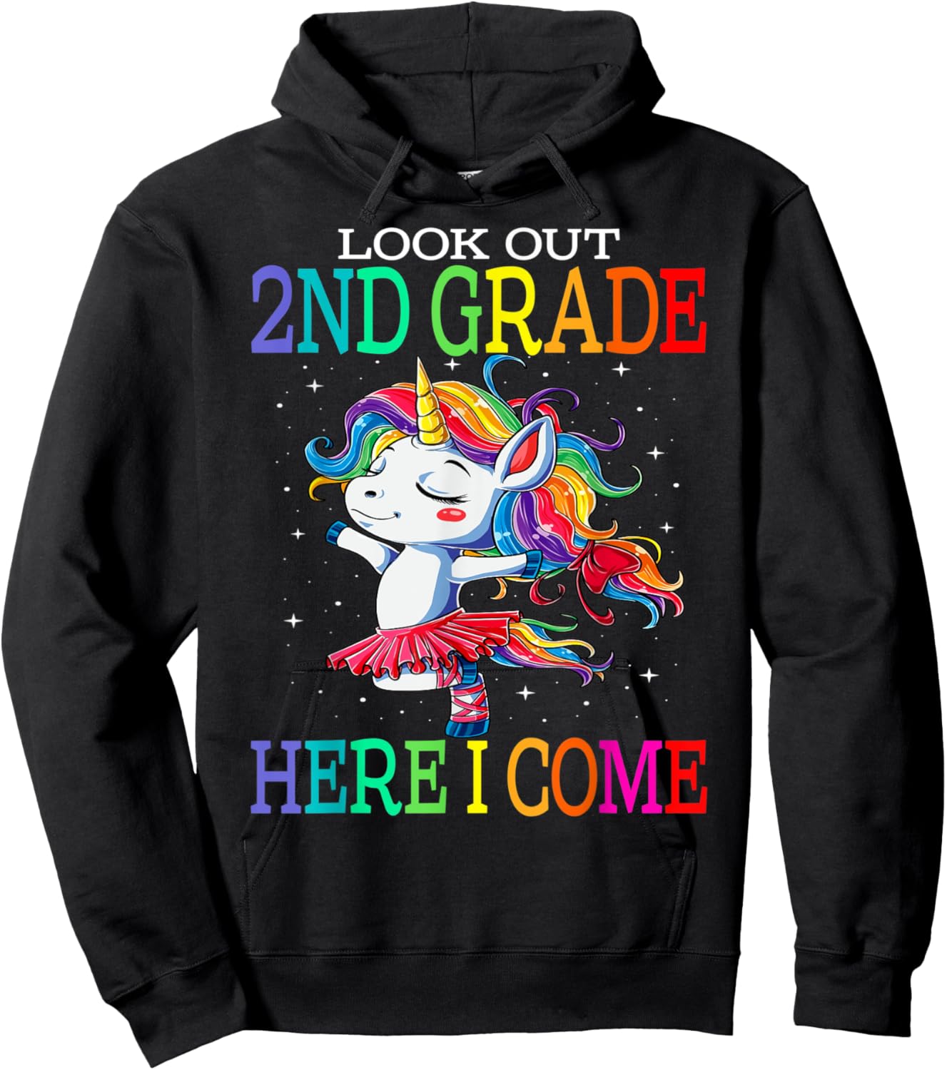 Kids Look Out 2nd Grade Here I Come Unicorn Hoodie - Hoodie | Black