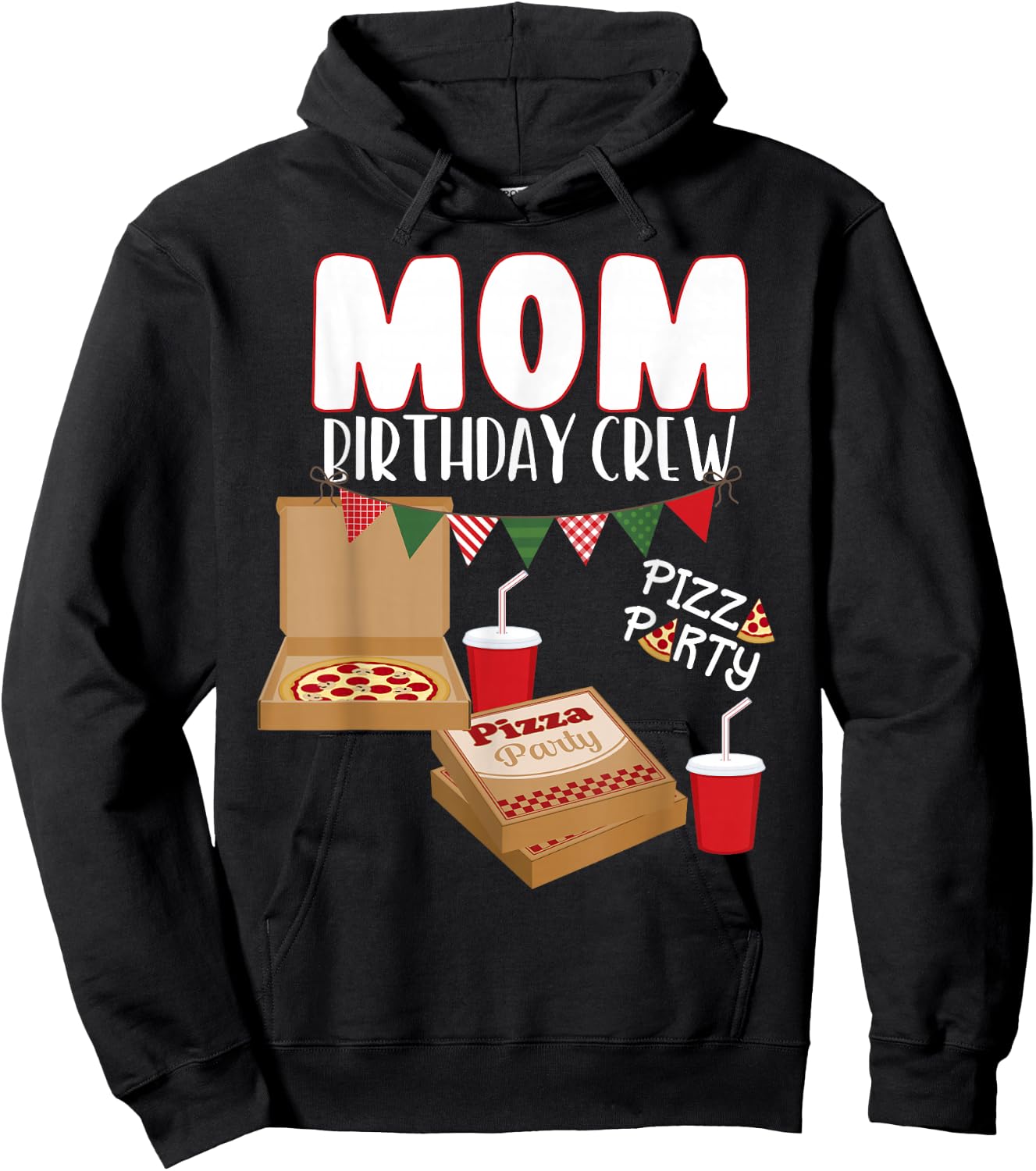 Mom Birthday Crew Pizza Theme Birthday Pizza Lover Party Hoodie - Hoodie | Black
