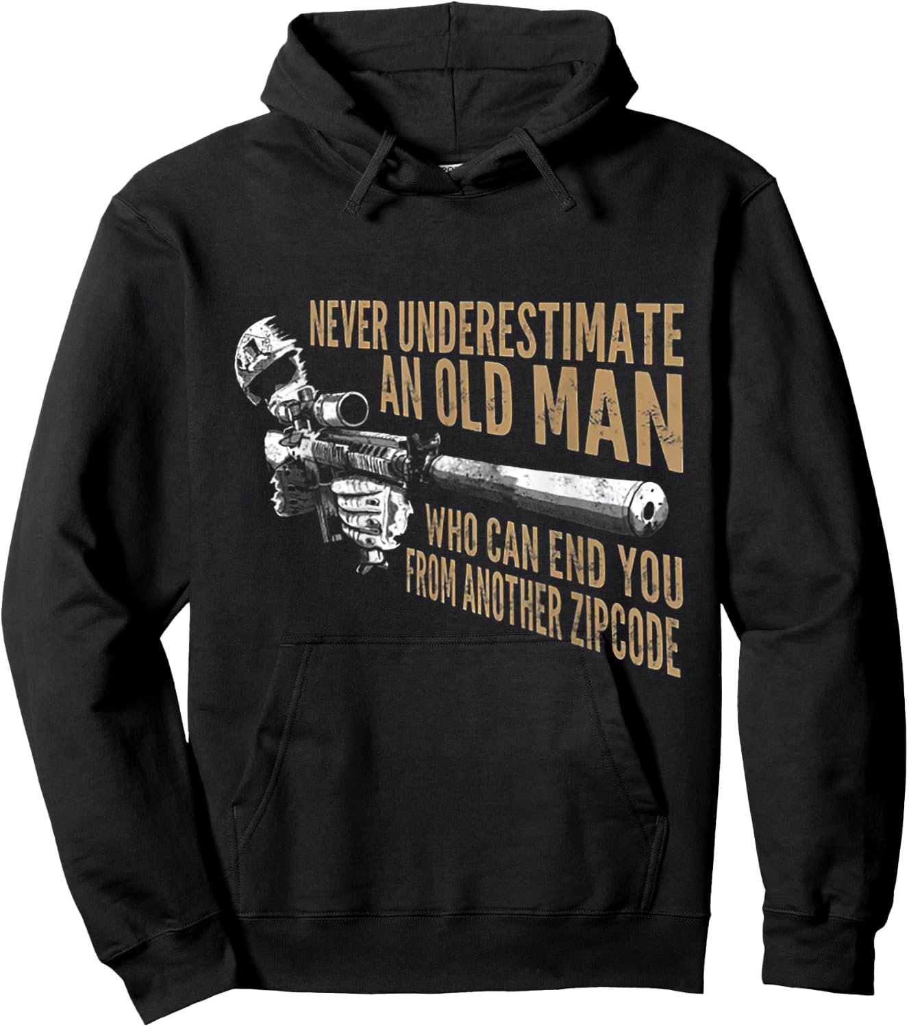 Never Underestimate An Old Man Who Can End You From Zip Code Hoodie - Hoodie | Black