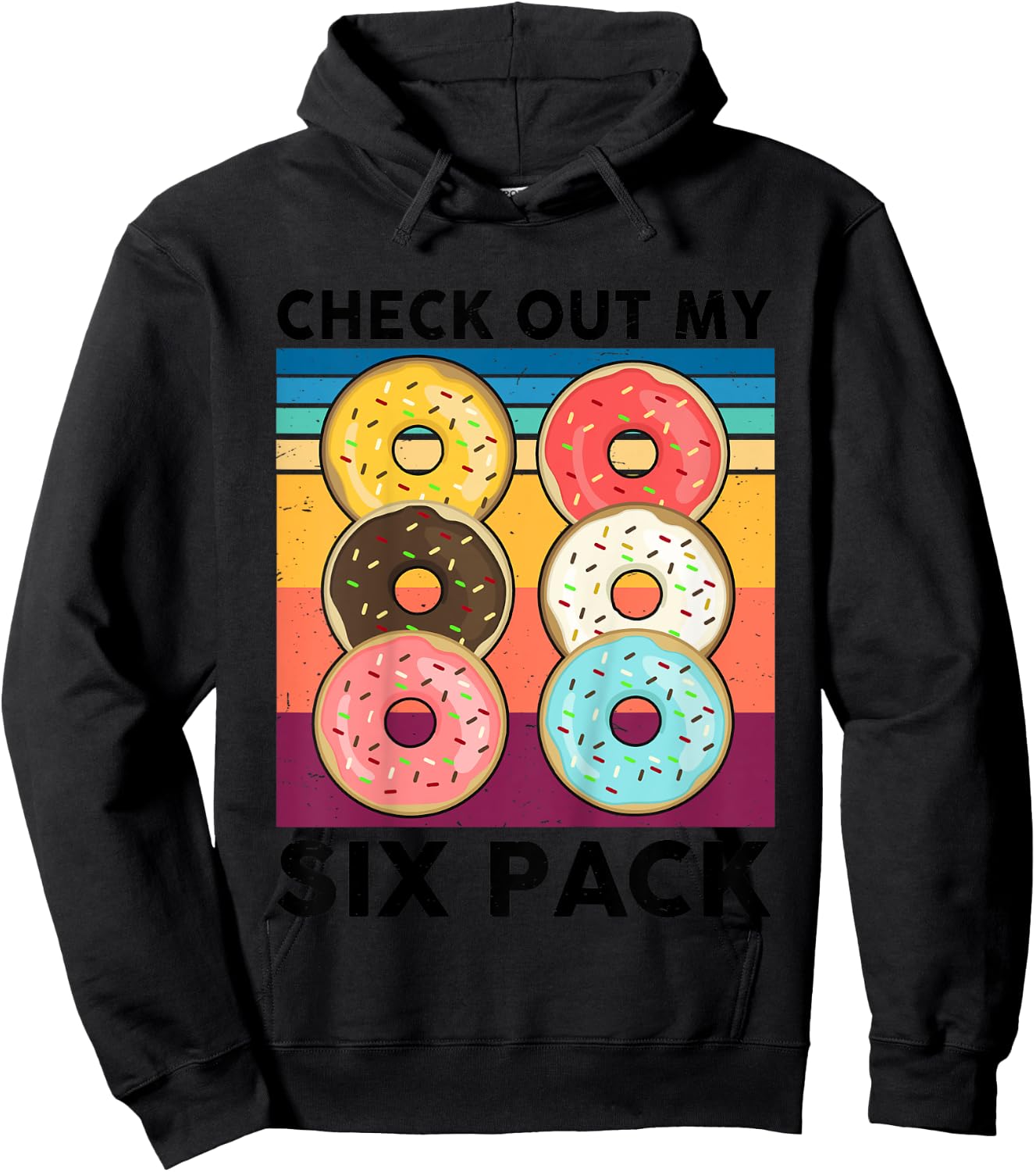 Donut Shirt Check Out My Six Pack 6-Pack Boys Girls Doughnut Hoodie - Hoodie | Black