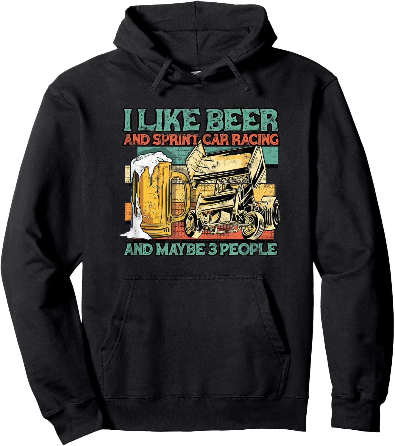 I like beer and sprint car racing and maybe 3 people - racer Hoodie - Hoodie | Black