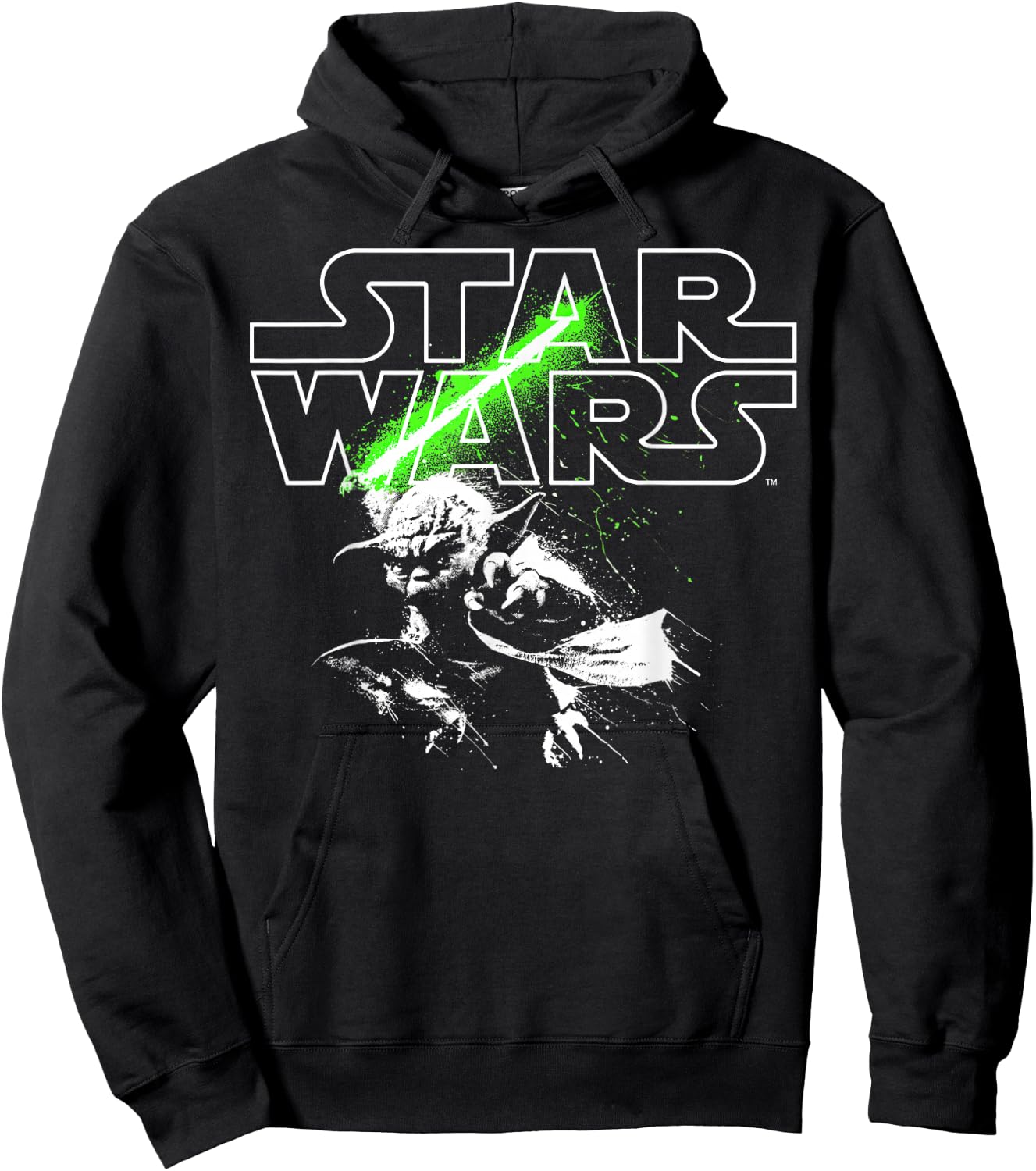Star Wars Yoda Lightsaber Logo Hoodie - Hoodie | Black
