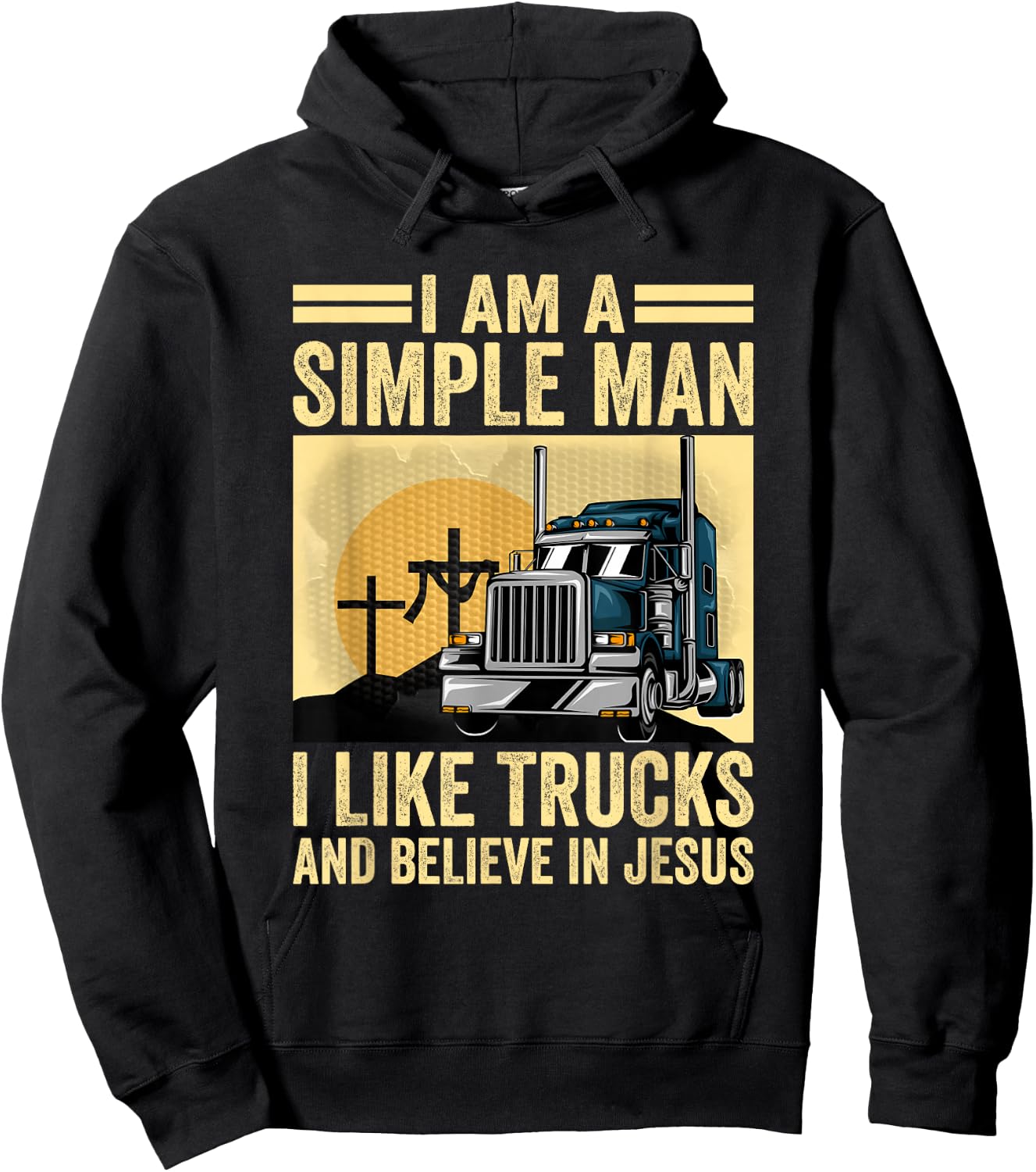 Trucking Religion Truckers Trucks And Jesus Hoodie - Hoodie | Black
