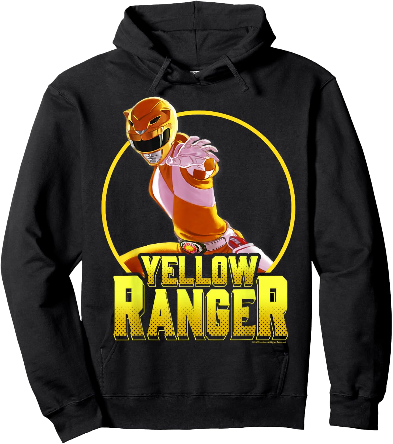 Power Rangers Yellow Ranger Karate Action Circle Portrait Hoodie - Hoodie | Black