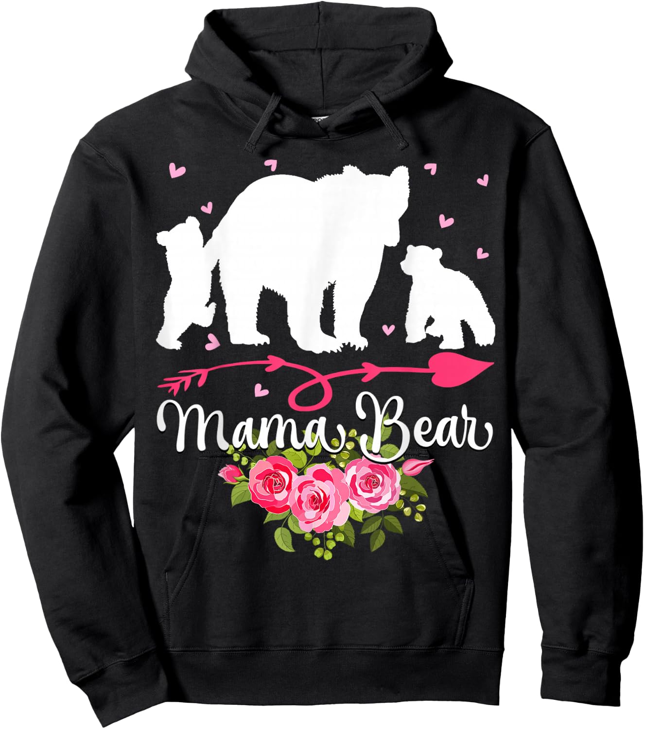 Mothers Day Mama Bear With 2 Cubs Cute Hoodie - Hoodie | Black