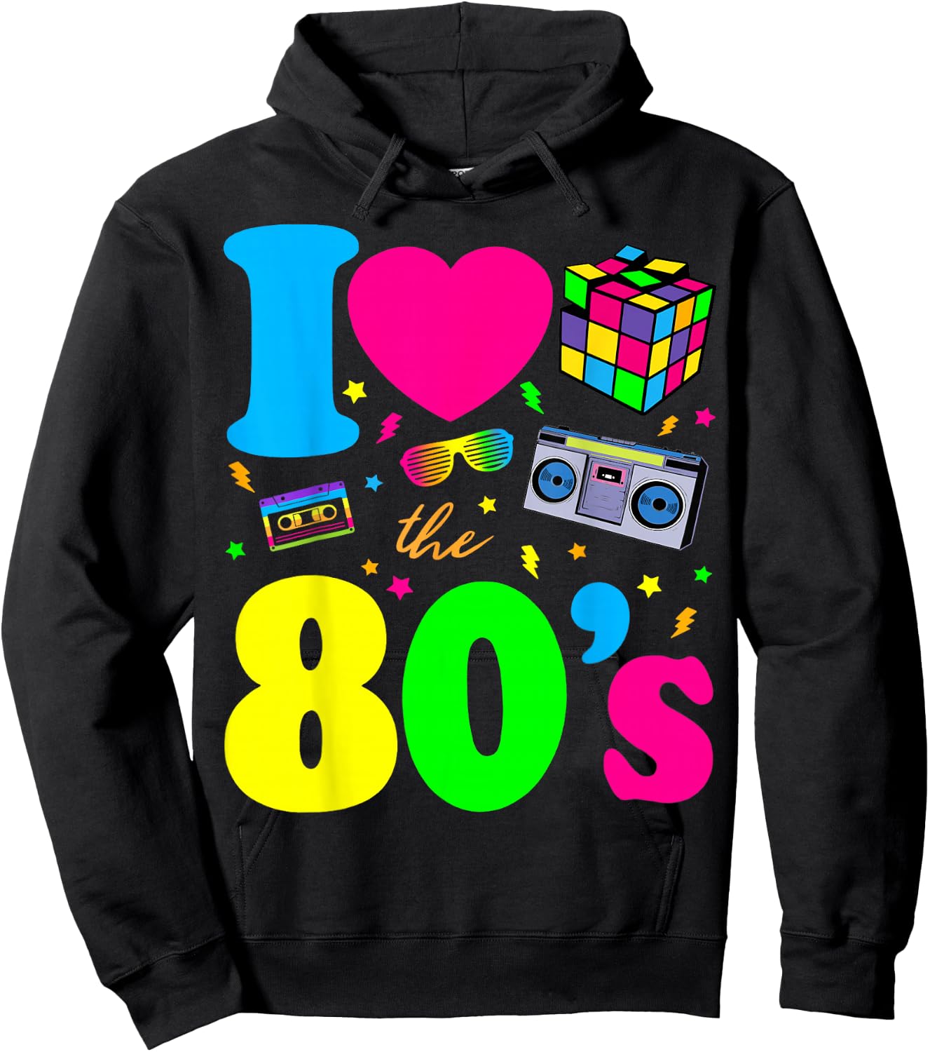 I Love The 80s Clothes and Men Party Funny Hoodie - Hoodie | Black