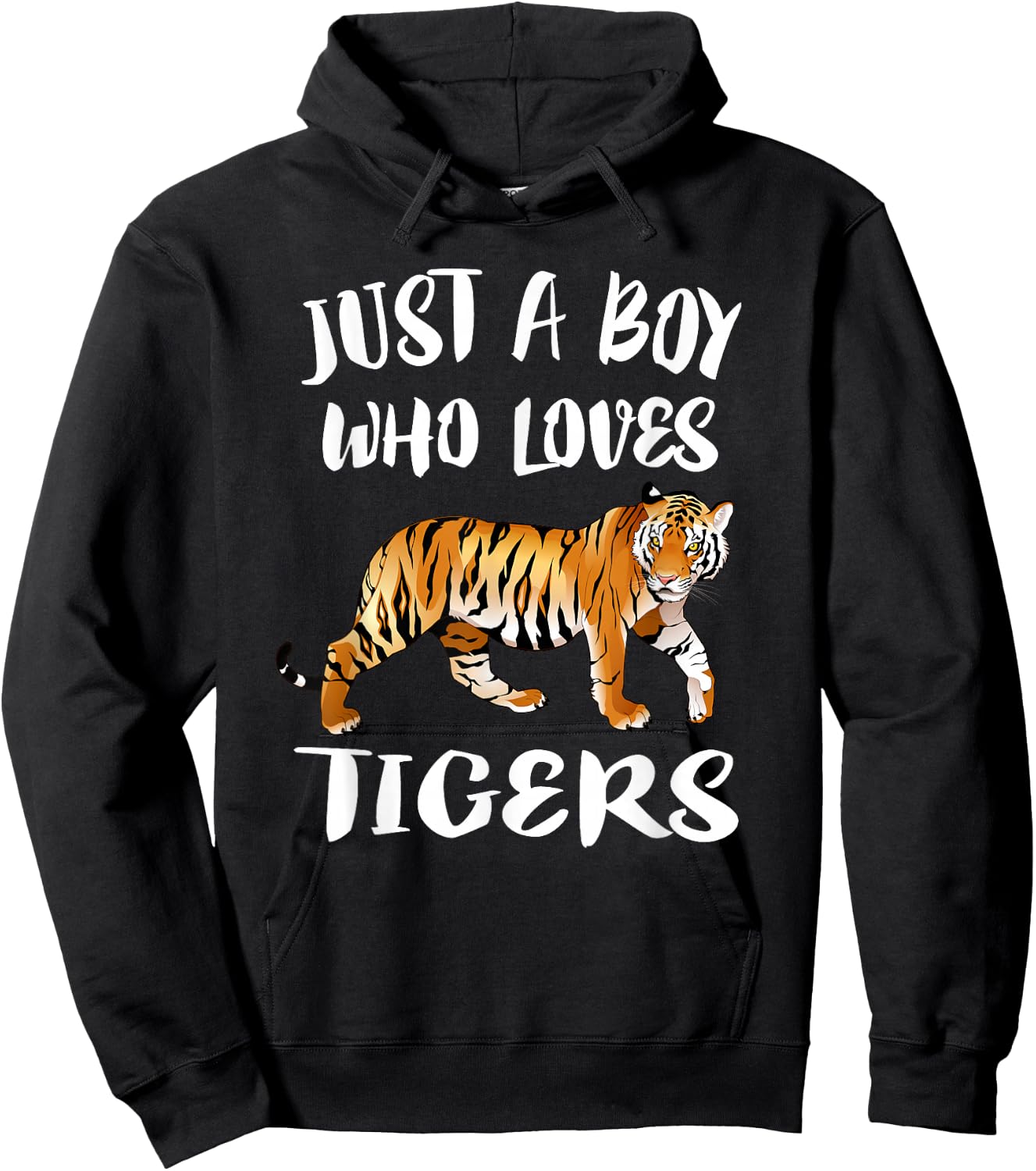 Just A Boy Who Loves Tigers Tiger Animal Lover Gift Hoodie - Hoodie | Black