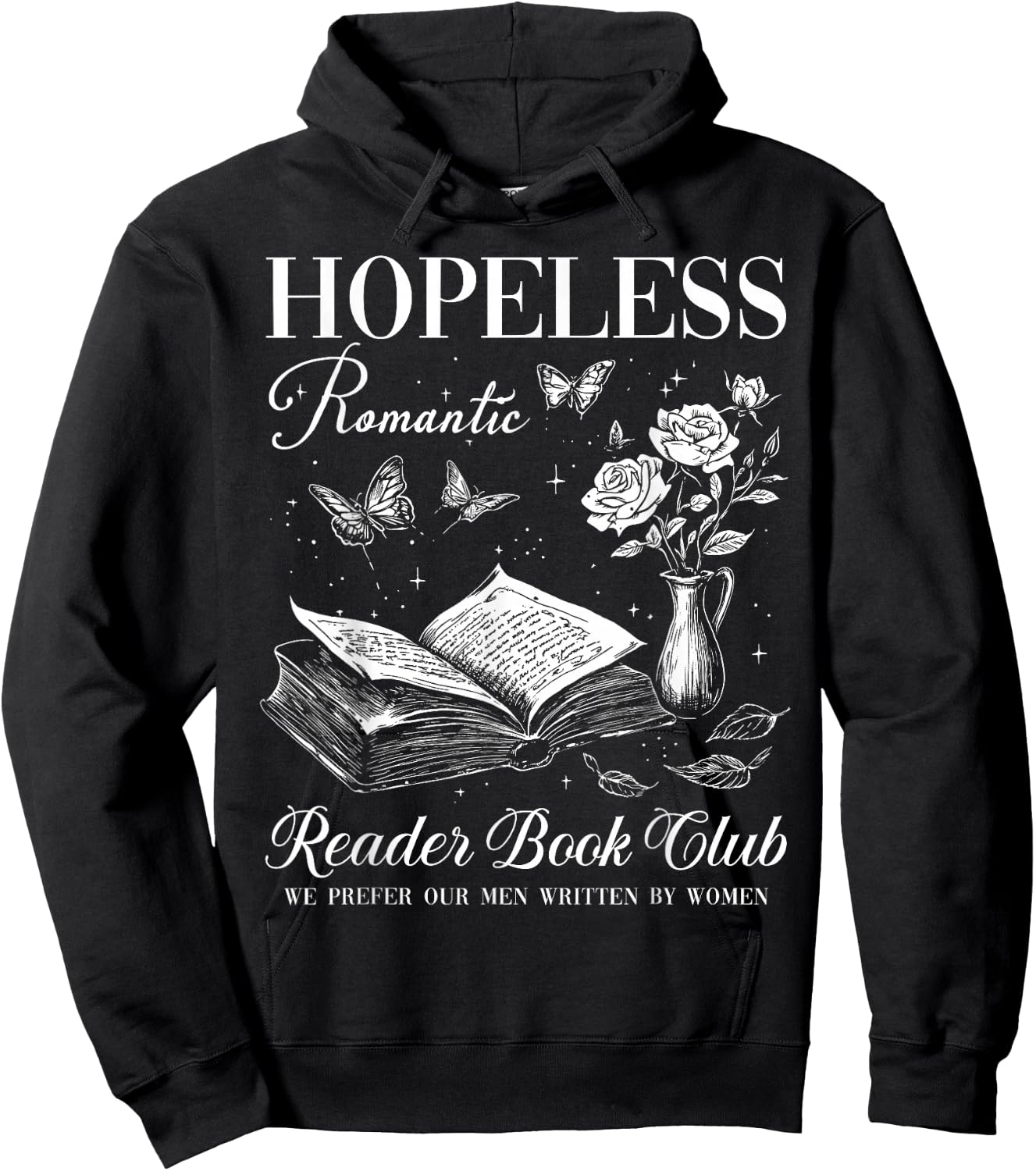 Hopeless Romantic Readers Book Club Vintage Floral Bookish Hoodie - Hoodie | Black