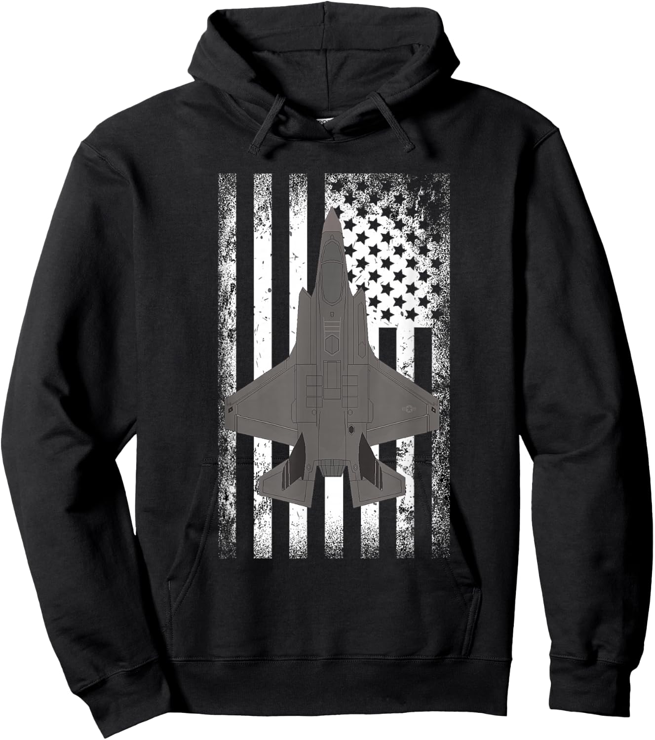F-35 Lightning American Flag Military Airplane Hoodie - Hoodie | Black