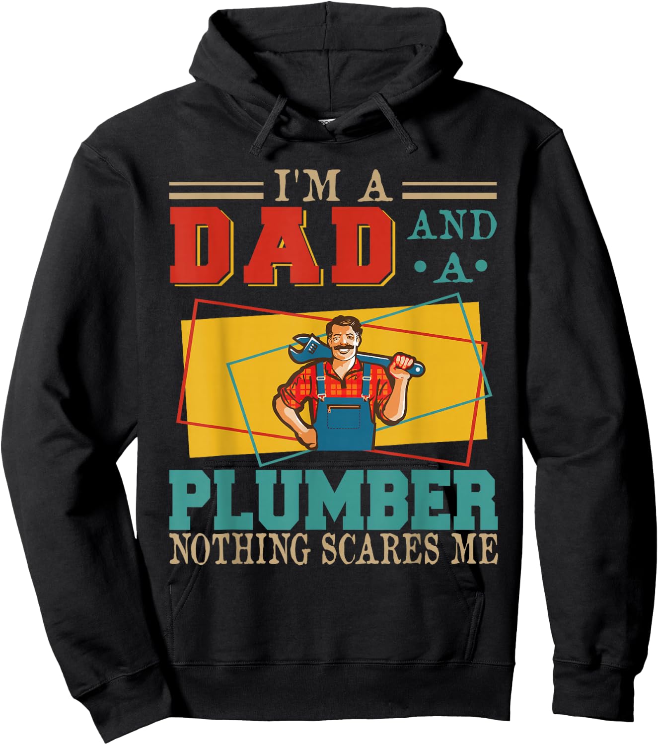 Vintage I'm A Dad And A Plumber Costume Proud Dad Family Hoodie - Hoodie | Black