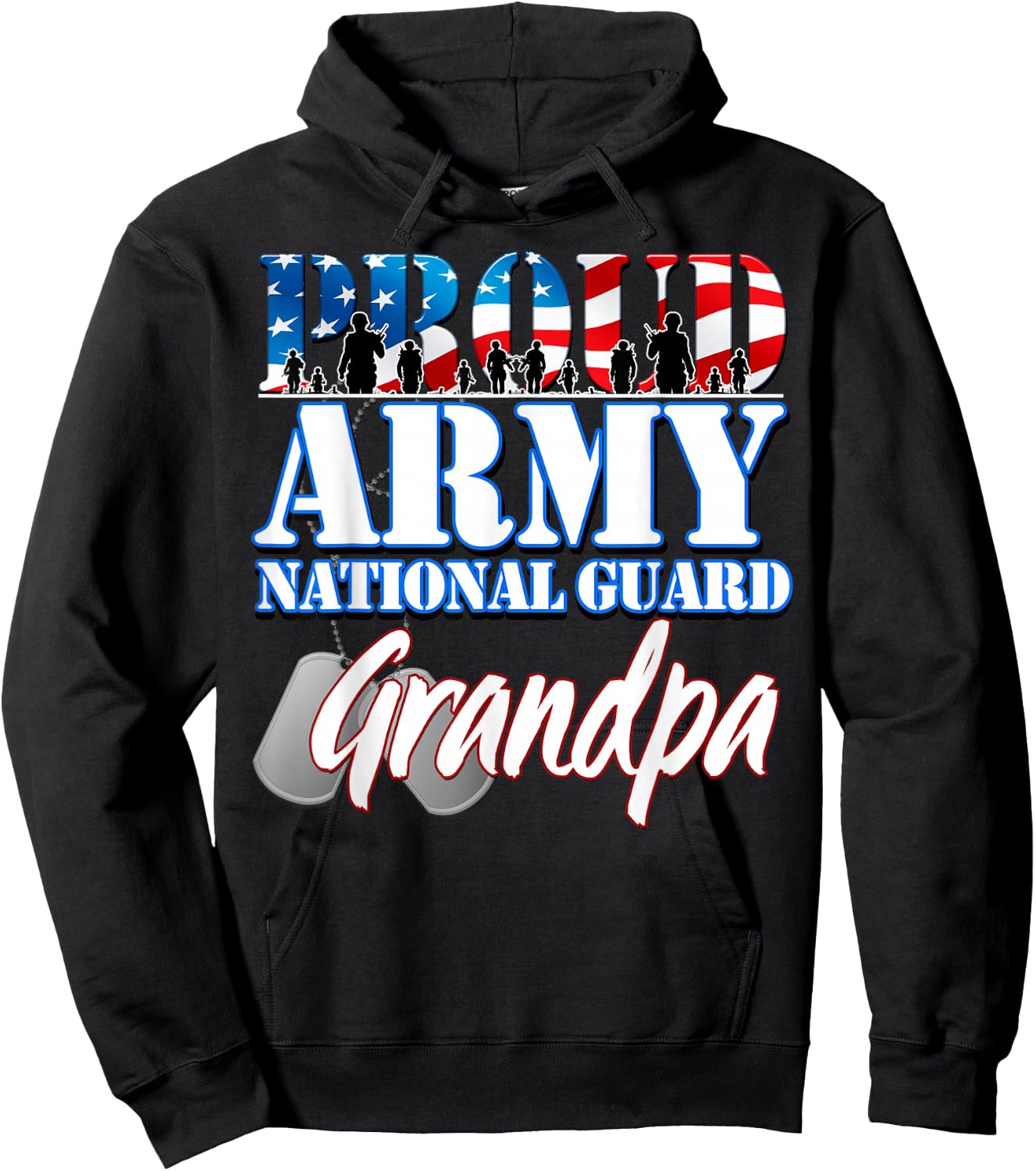 Proud Army National Guard Grandpa Grandparents Day Shirt Men Hoodie - Hoodie | Black