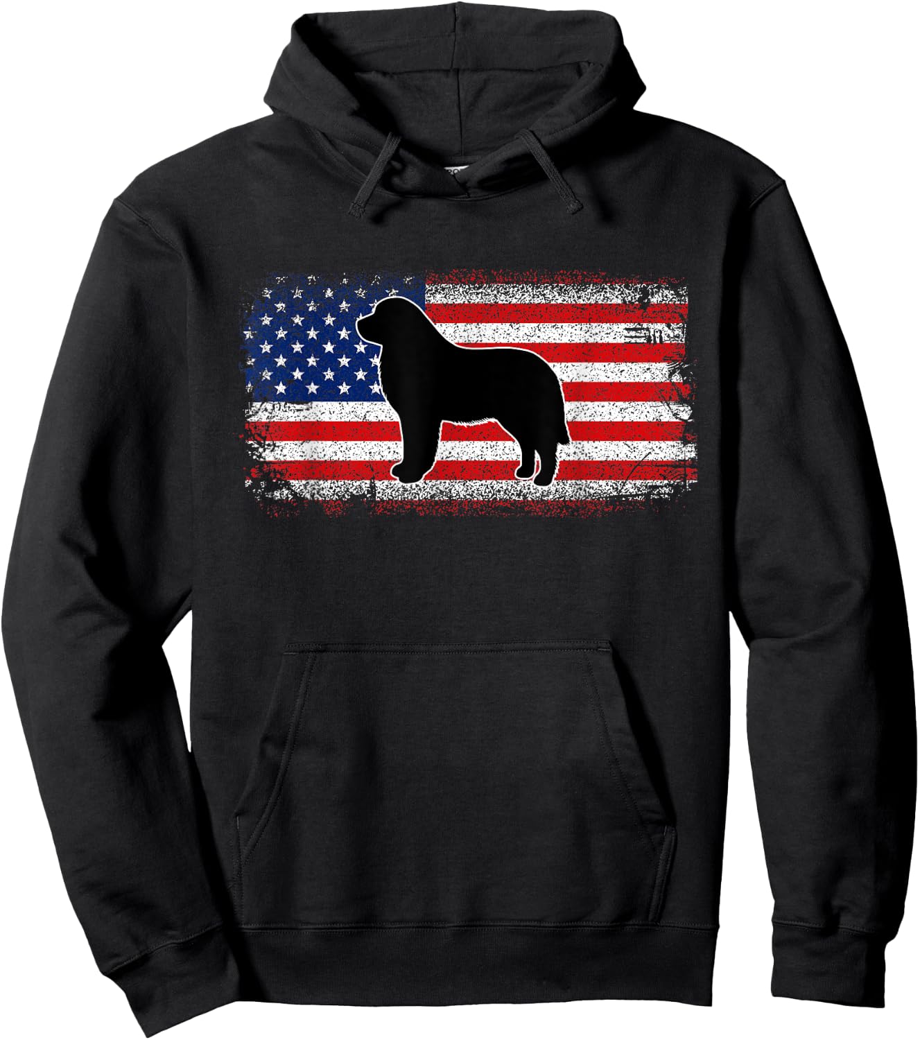 Patriotic USA Amercia Flag Newfoundland Dog Owner Hoodie - Hoodie | Black