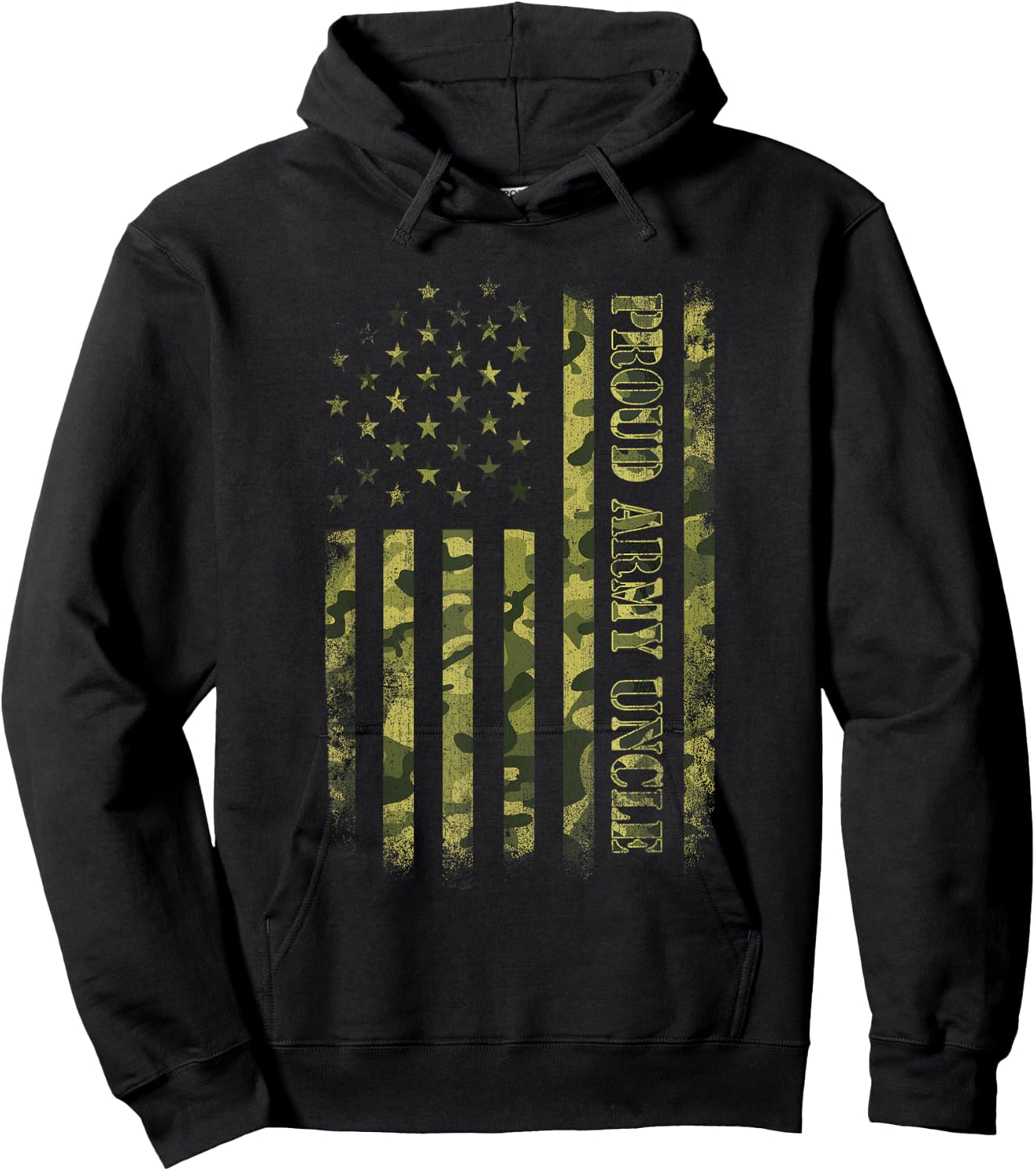 Proud Army Uncle Shirt American Flag Camouflage Military Men Hoodie - Hoodie | Black