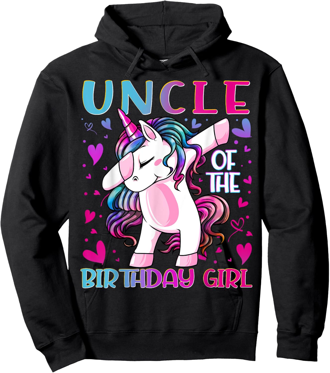 Uncle of the Birthday Girl Dabbing Unicorn Uncle Gifts Hoodie - Hoodie | Black