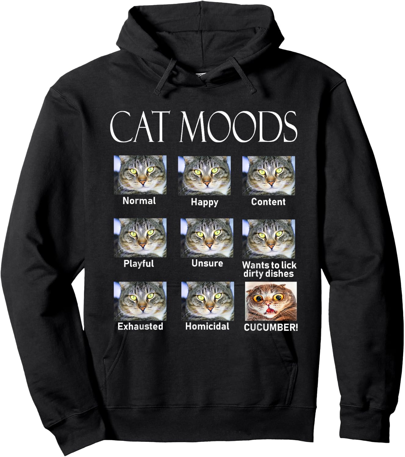 Cat Moods Hoodie - Hoodie | Black