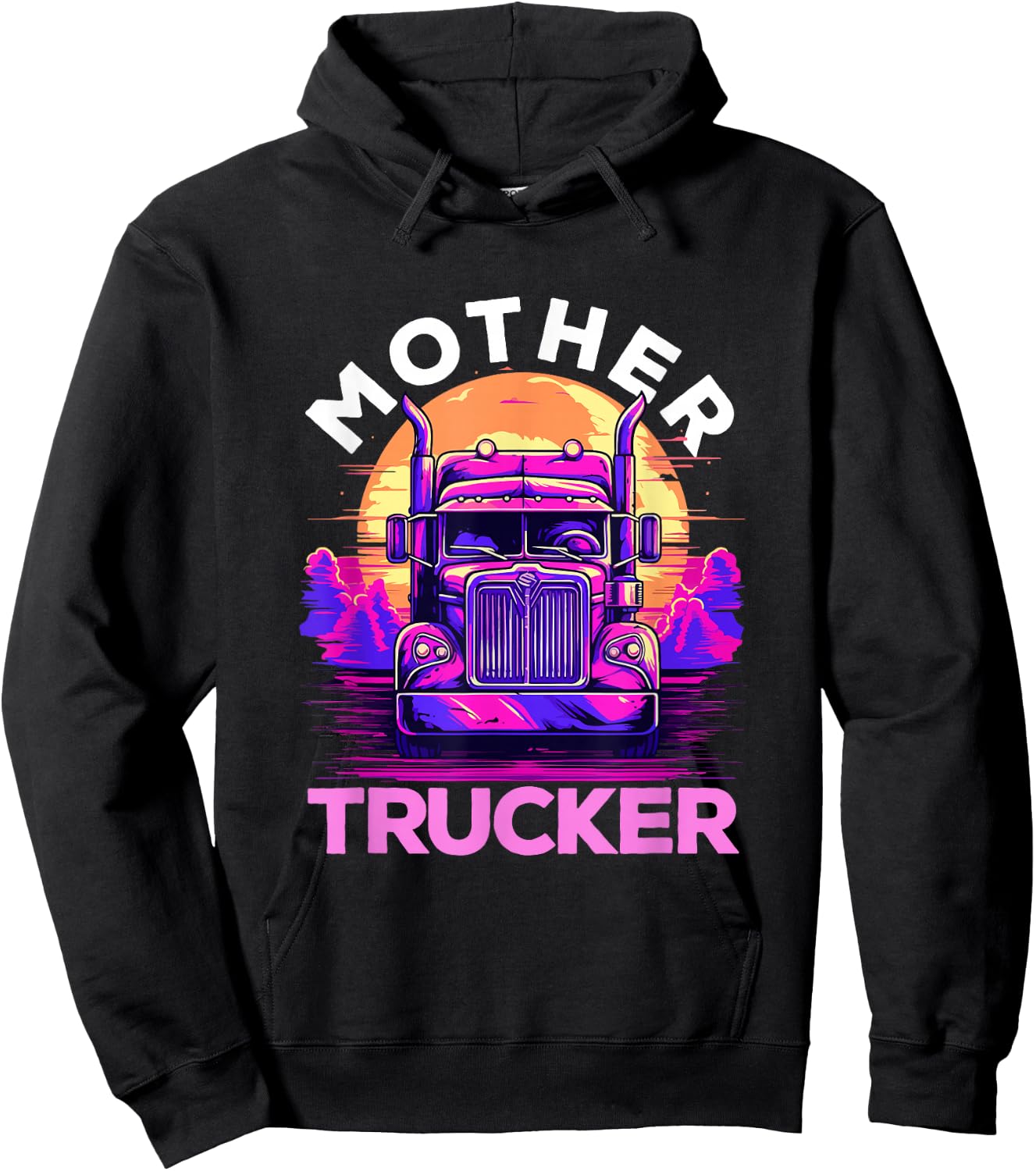 Trucker Truck Woman - Mother Trucker Hoodie - Hoodie | Black