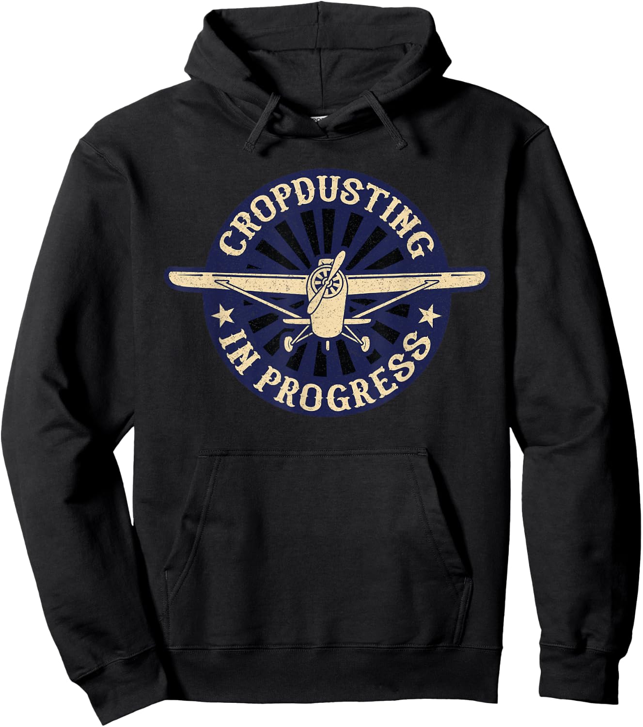 Cropdusting in Progress Crop Dusting Duster Plane Hoodie - Hoodie | Black