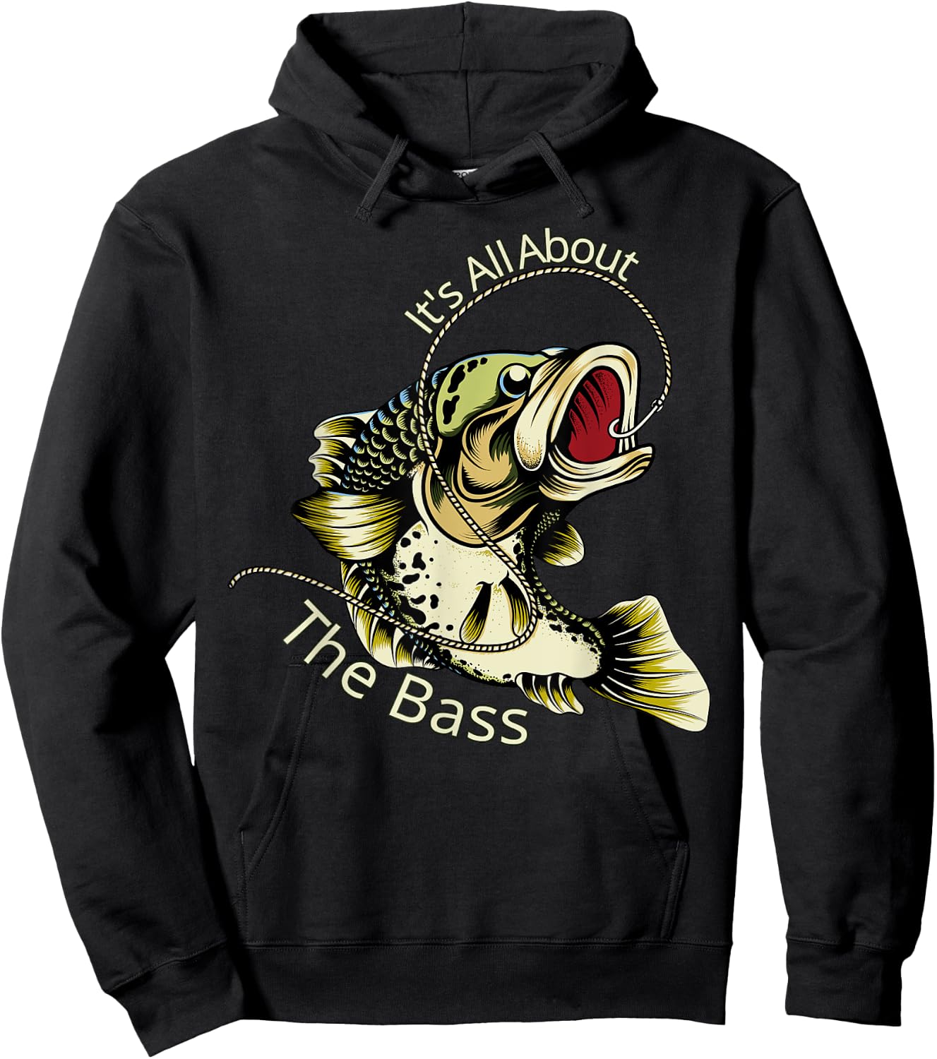 It's All About The Bass Fisherman Fishing Gift Hoodie - Hoodie | Black