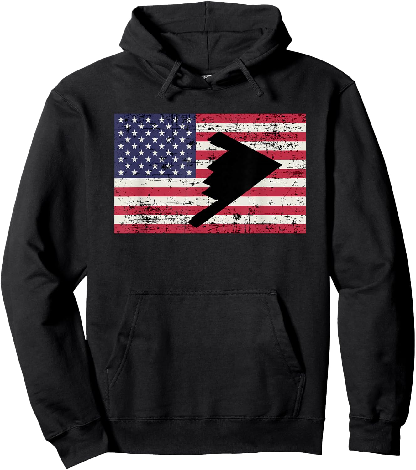 Patriotic B2 Stealth Bomber American Flag Hoodie - Hoodie | Black
