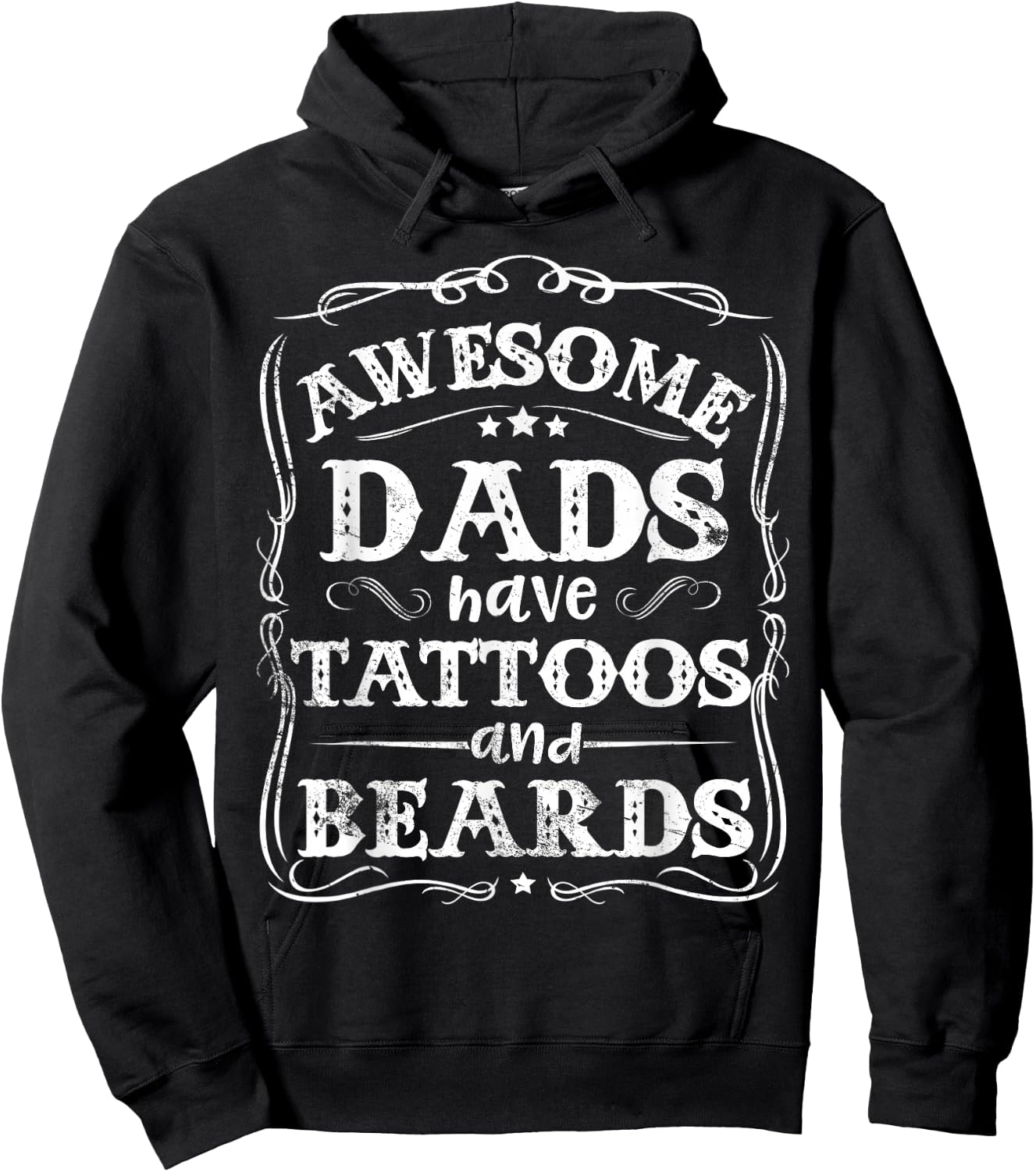 Awesome Dads Have Tattoos and Beards Funny Father's Day 2025 Hoodie - Hoodie | Black