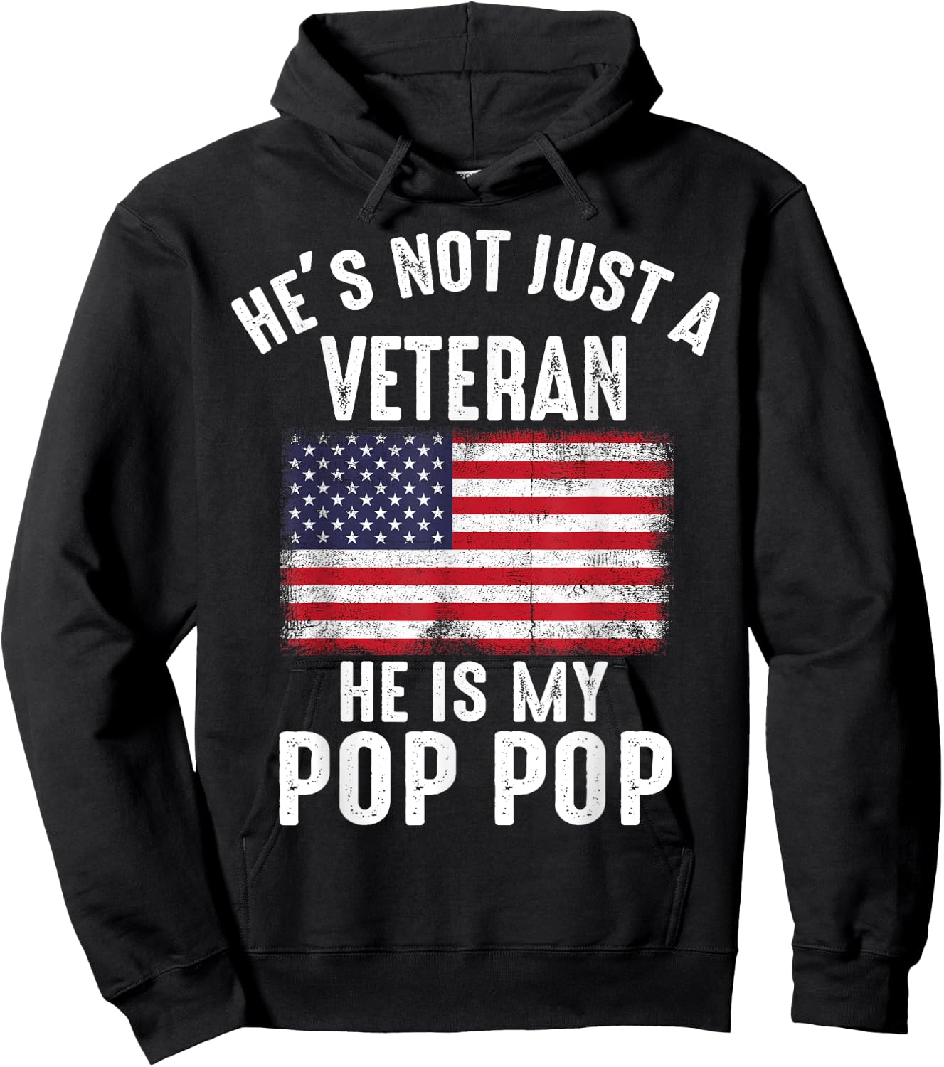 Proud Pop Pop Veteran Family Soldier American Flag Matching Hoodie - Hoodie | Black
