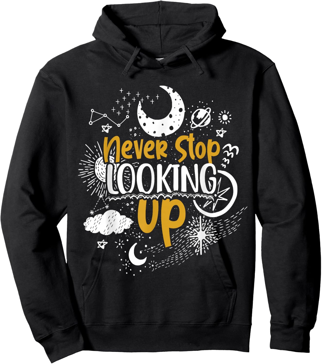Never Stop Looking Up Astronomy Hoodie - Hoodie | Black