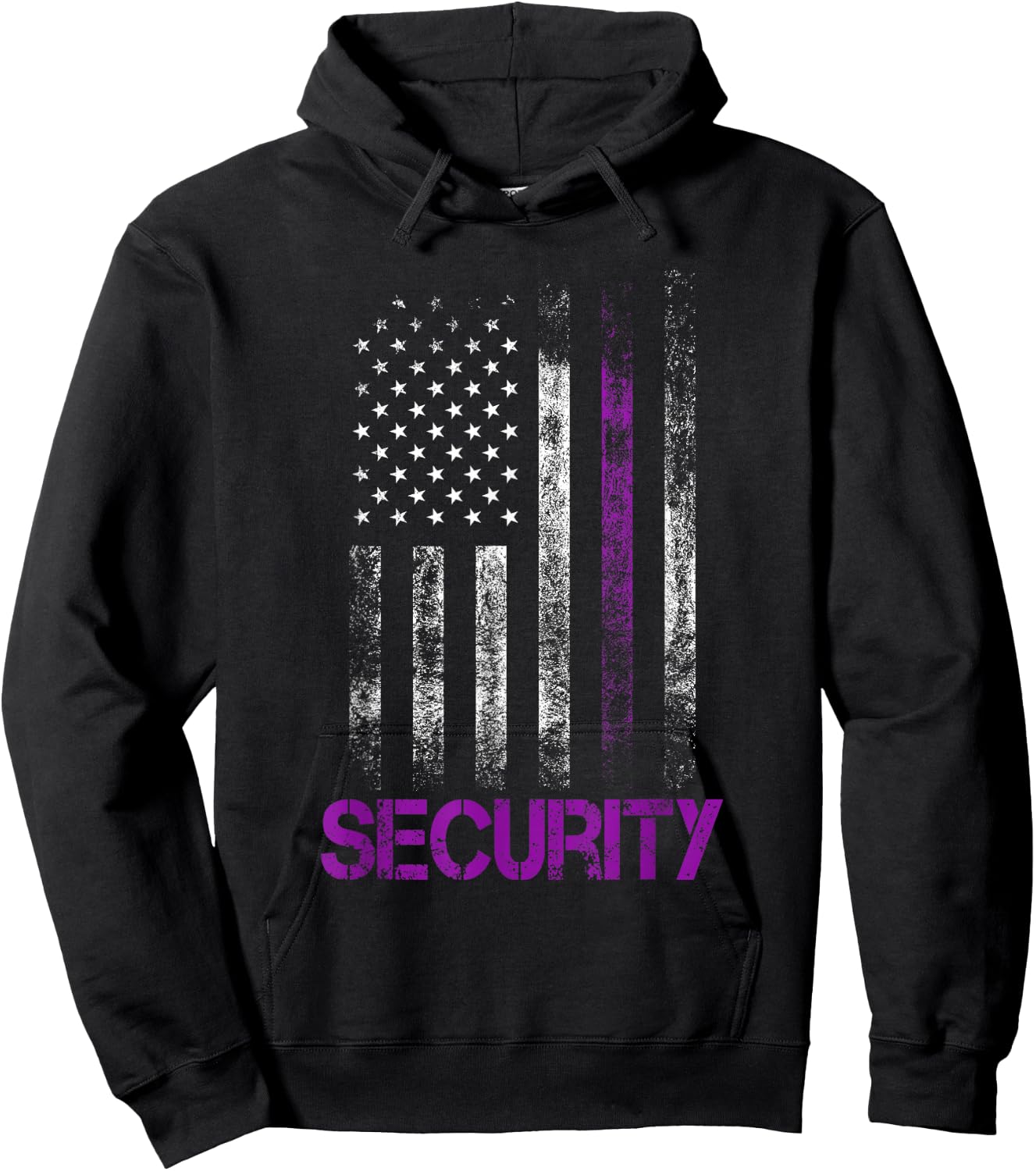 Security Guard Gifts Officer Thin Purple Line American Flag Hoodie - Hoodie | Black