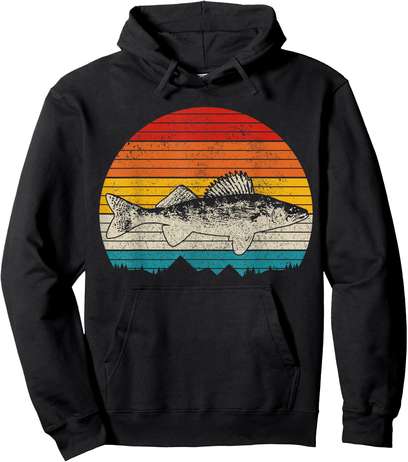 Walleye Vintage Fishing Men Zander Fish Hoodie - Hoodie | Black