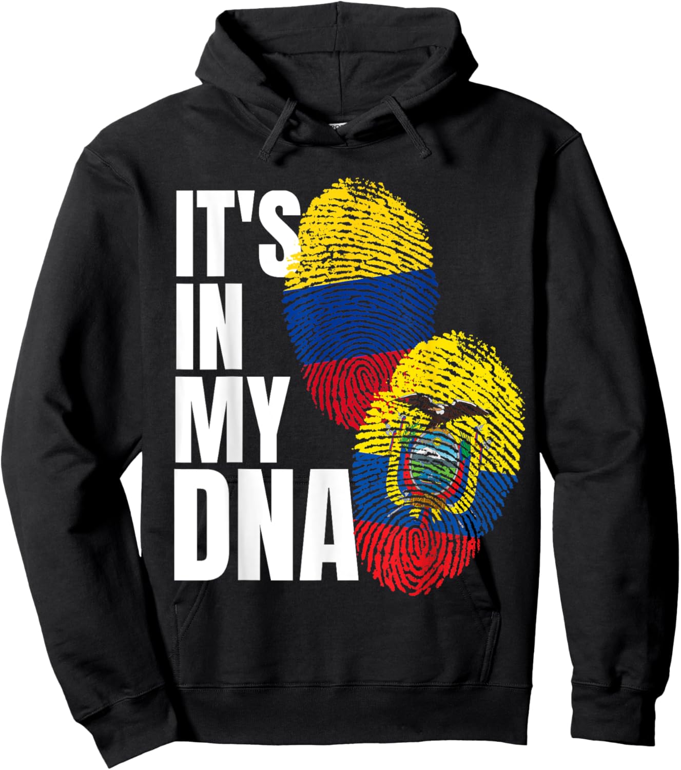 Ecuadorian And Colombian DNA Mix Flag Heritage Hoodie - Hoodie | Black
