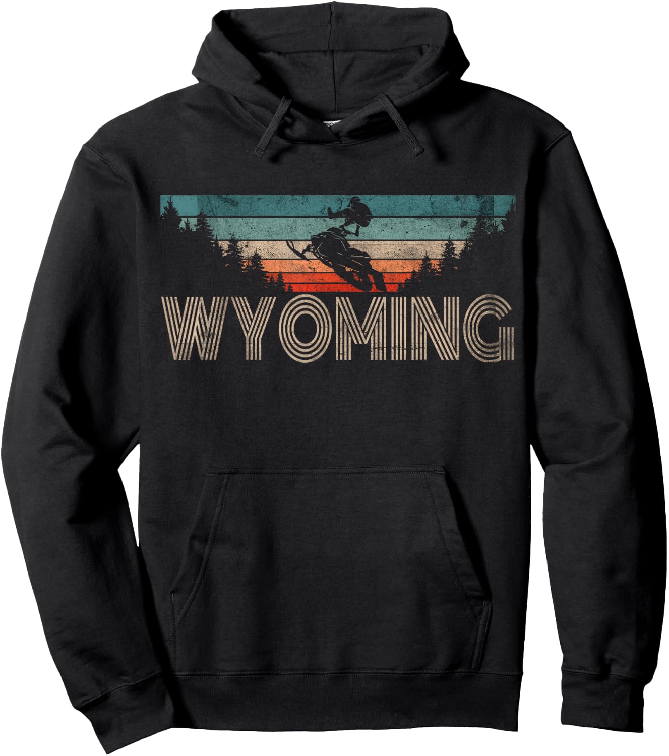 Vintage Wyoming Snowmobile - Retro Snowmobiling Hoodie - Hoodie | Black