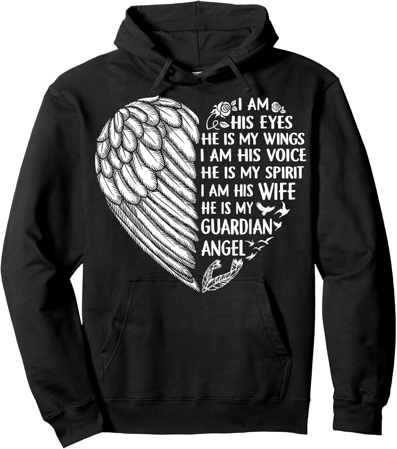 My Husband Is My Guardian Angel Shirt I Am His Wife Hoodie - Hoodie | Black
