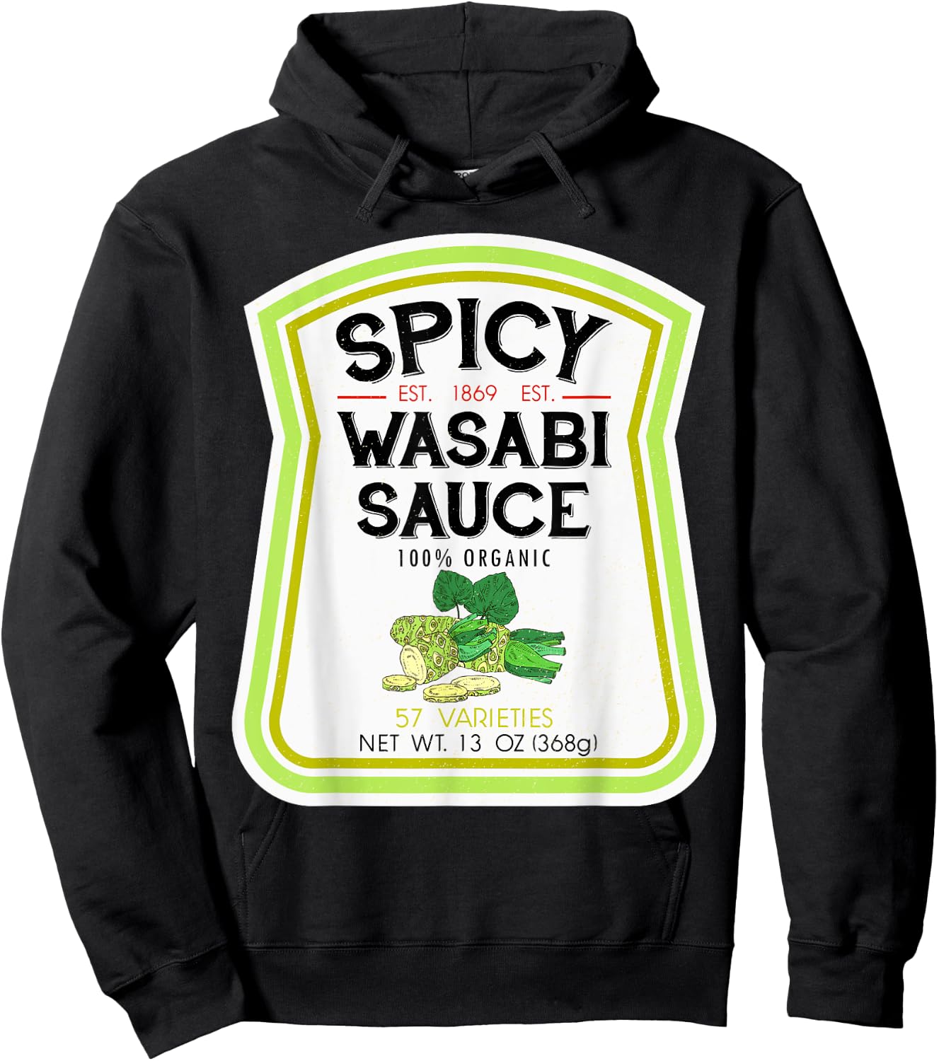 Wasabi Sauce Bottle Label Halloween 2021 Couples Costume Hoodie - Hoodie | Black