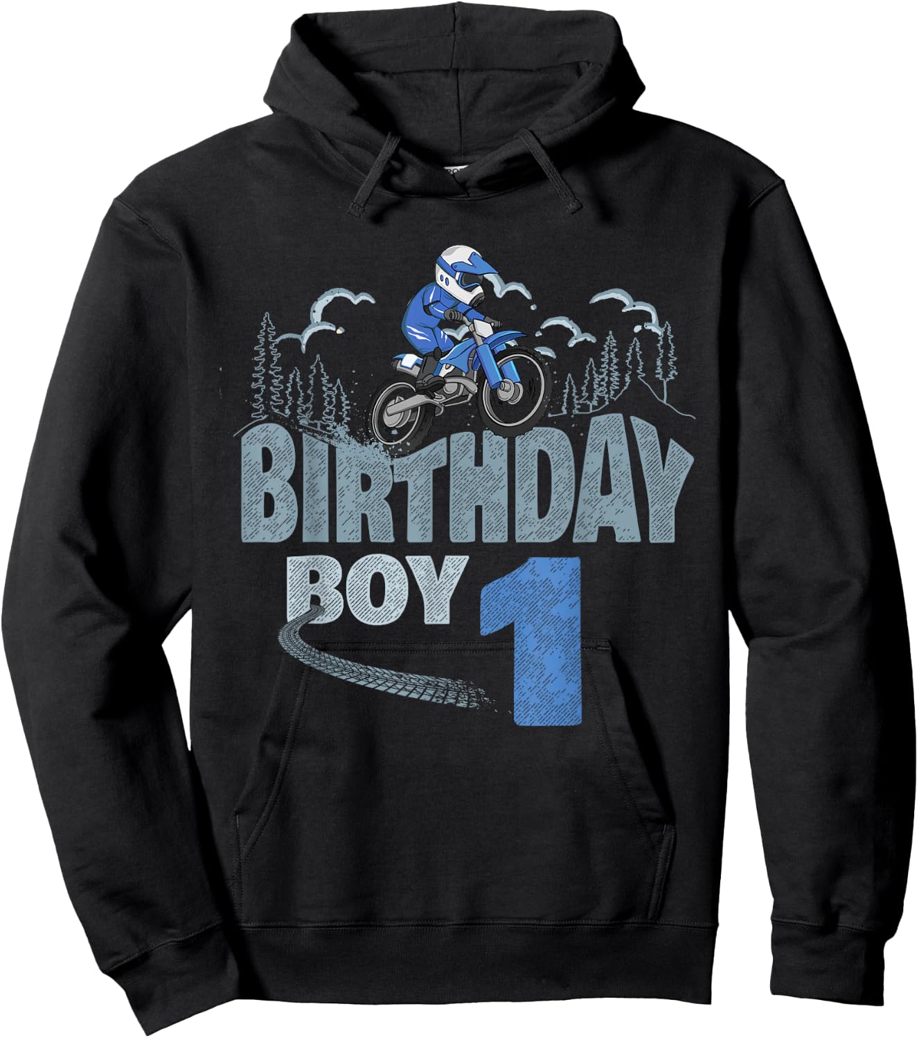 1st Birthday Boy Dirt Bike Motocross 1 Year Old Bday Hoodie - Hoodie | Black