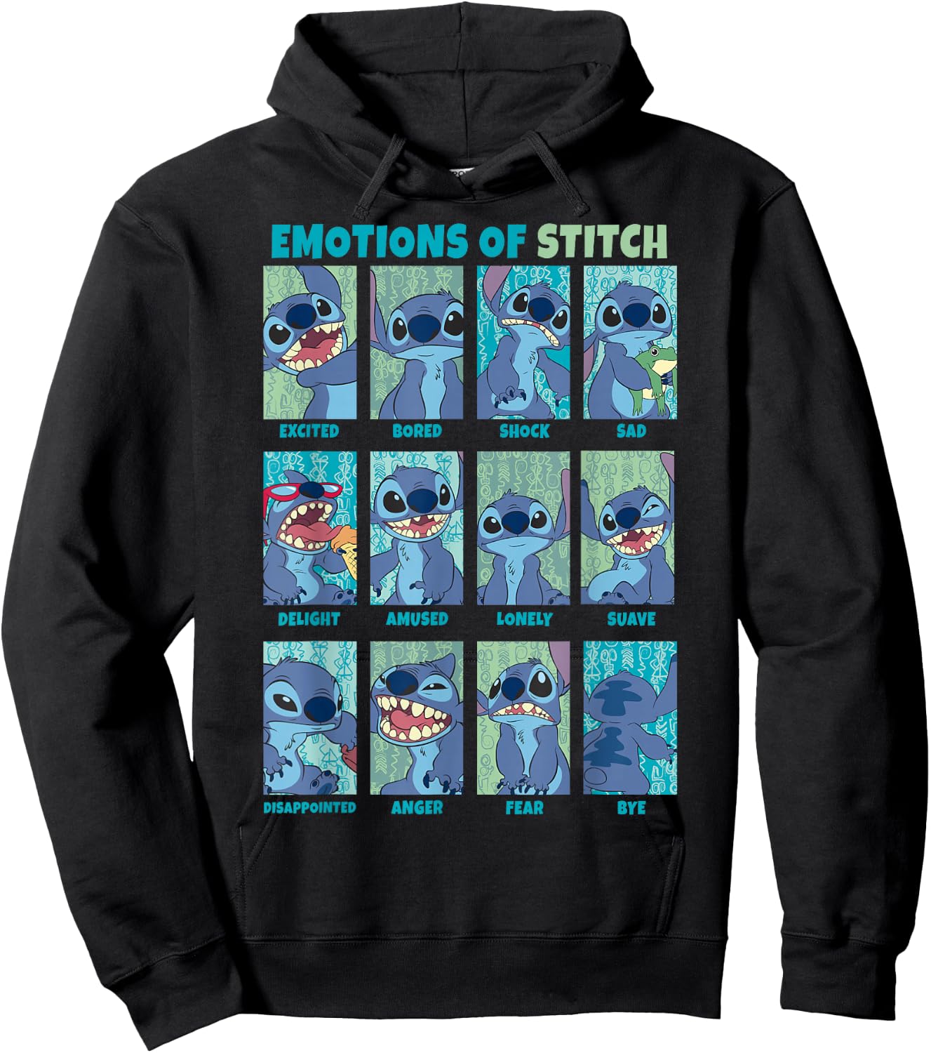 Disney Lilo & Stitch Emotions of Stitch Box Up Panels Hoodie - Hoodie | Black